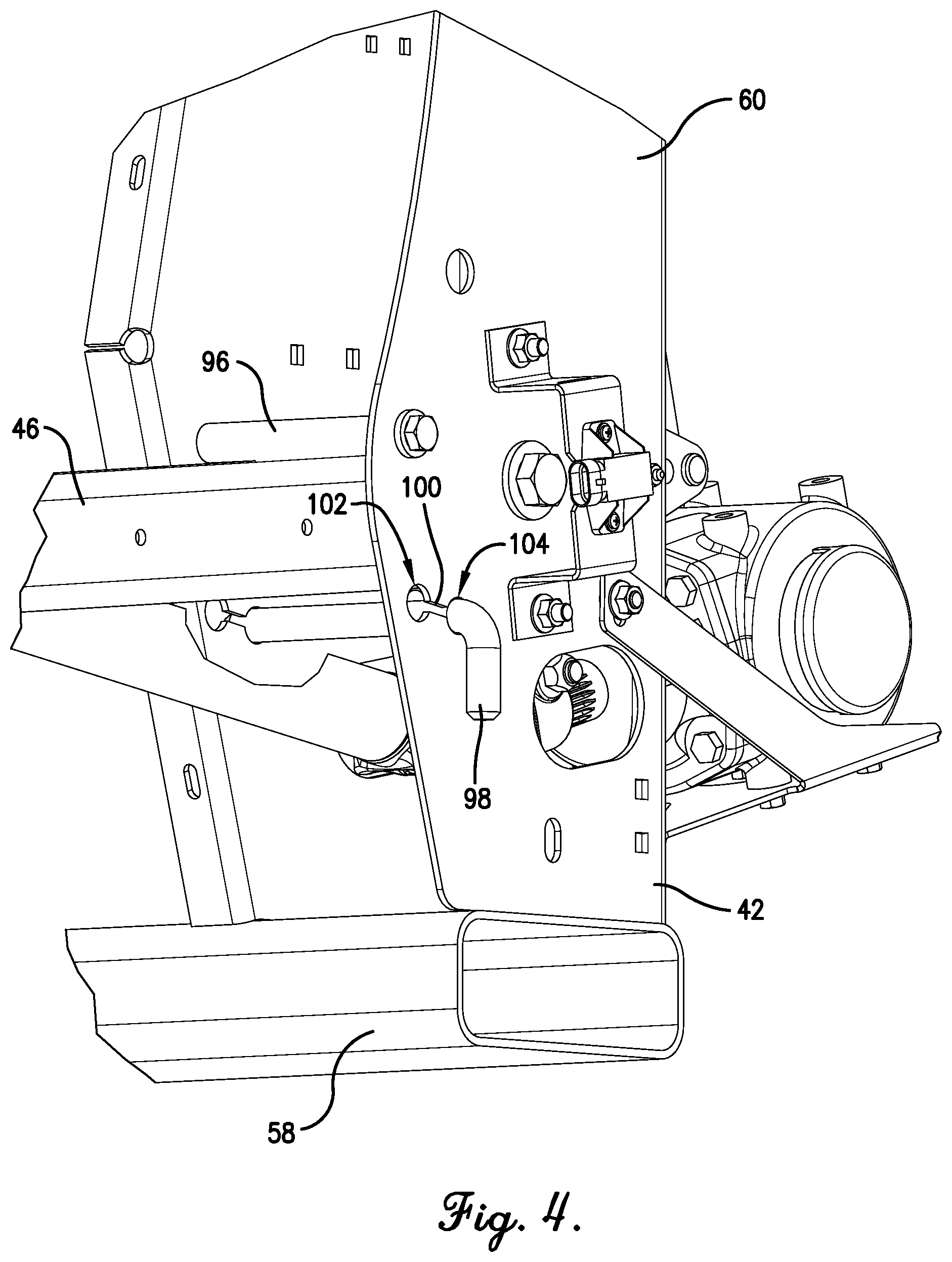 Patent US11778946 Figure 4 – Flexible header with sectional height adjustment
