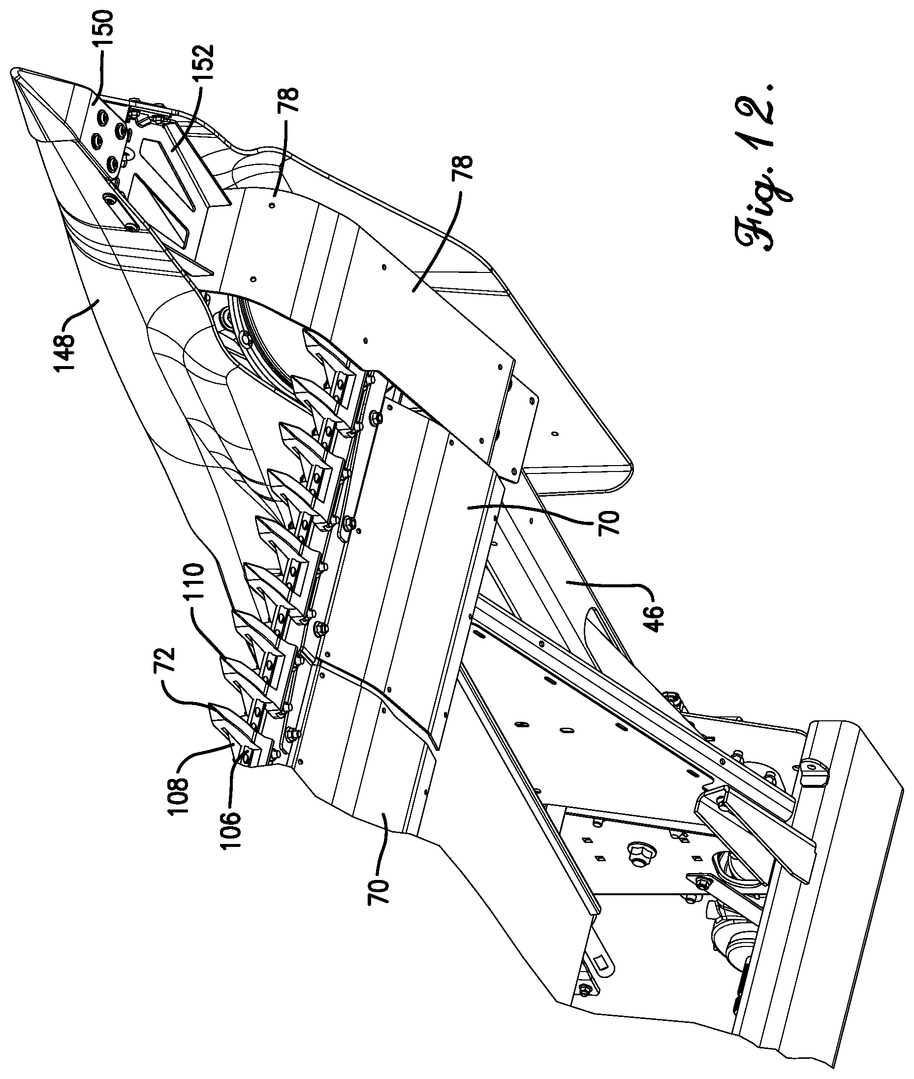 Patent US11778946 Figure 12 – Flexible header with sectional height adjustment