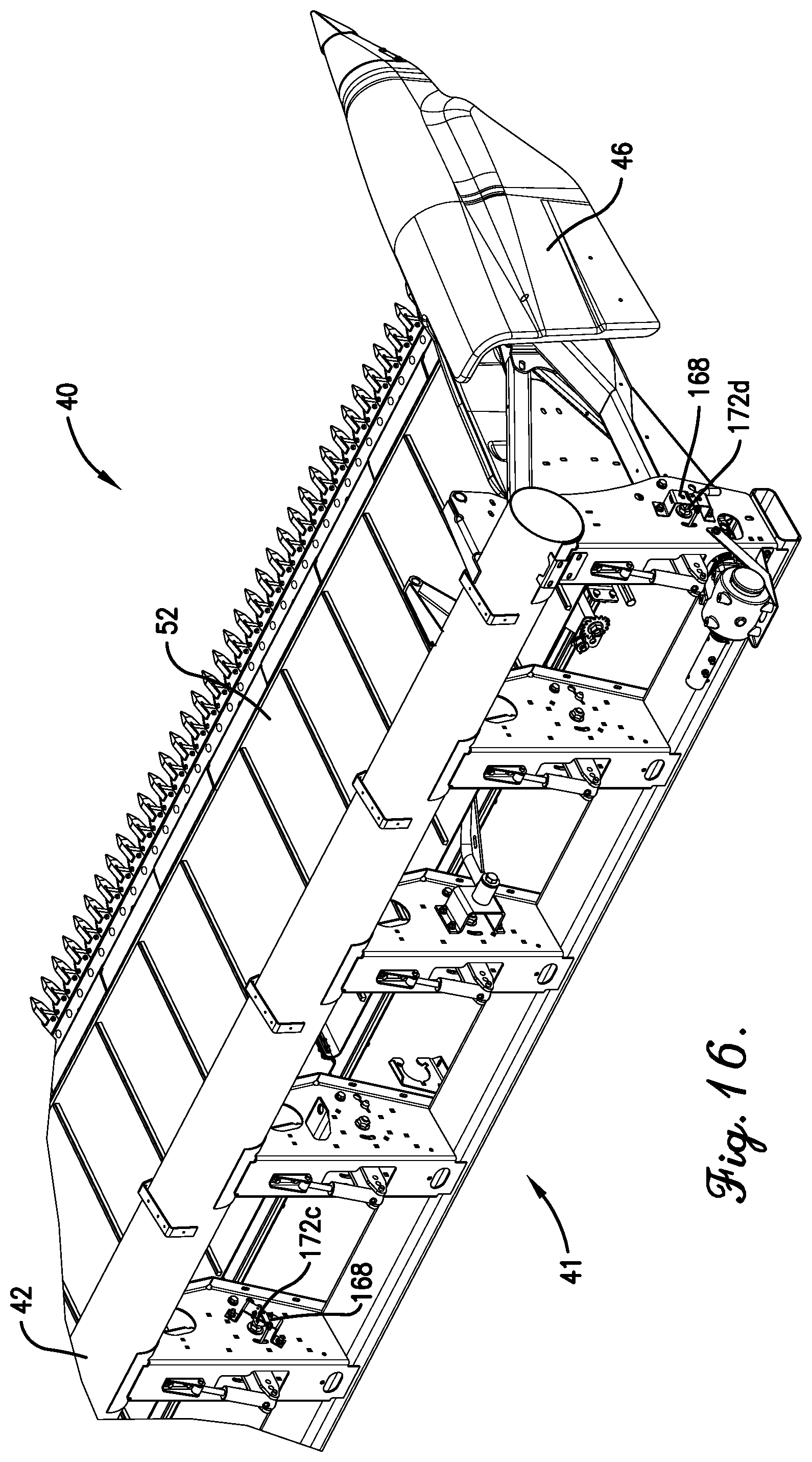 Patent US11778946 Figure 16 – Flexible header with sectional height adjustment