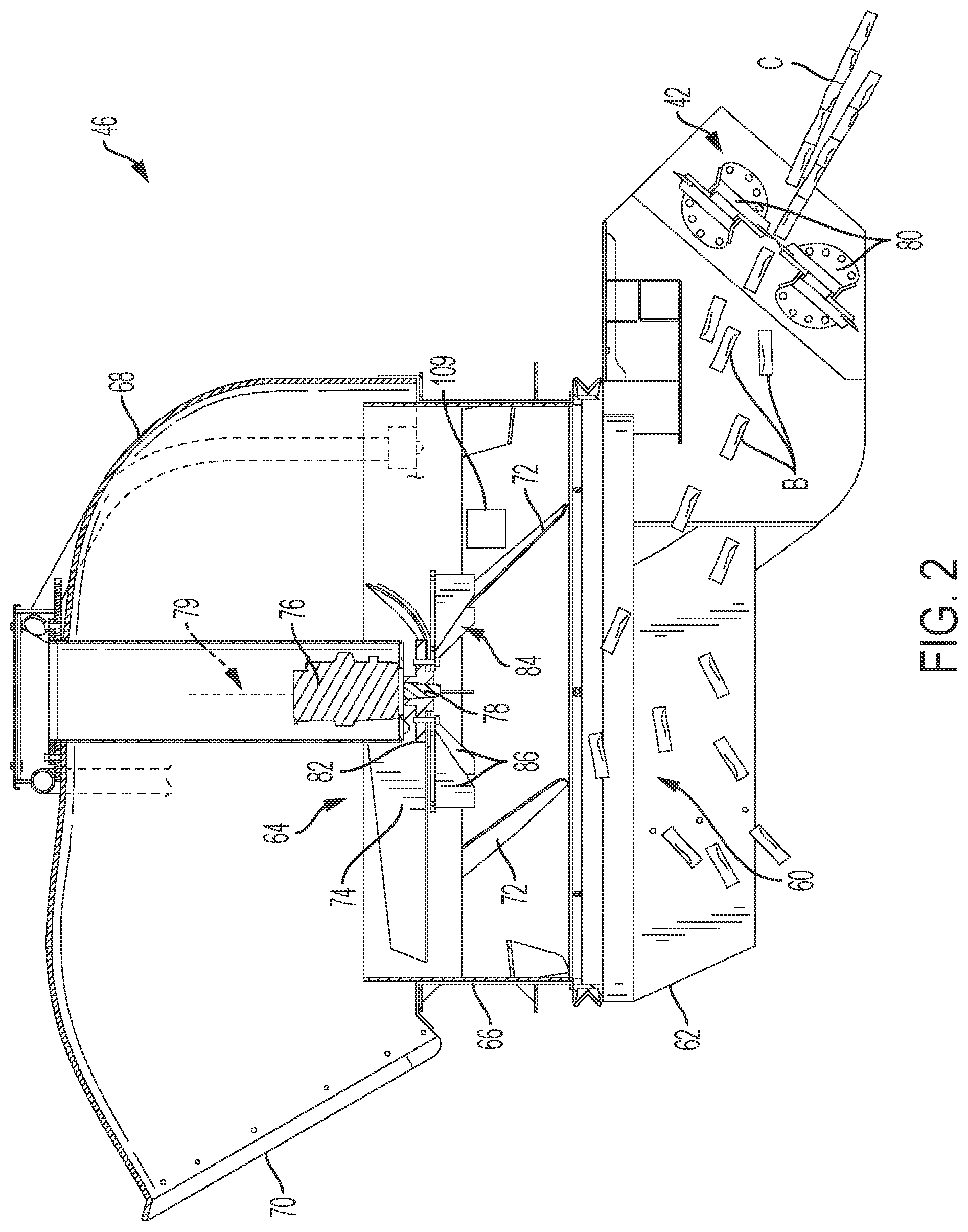 Patent US11778947 Figure 2 – Automated adjustable angle of incidence fan for cleaning sugarcane