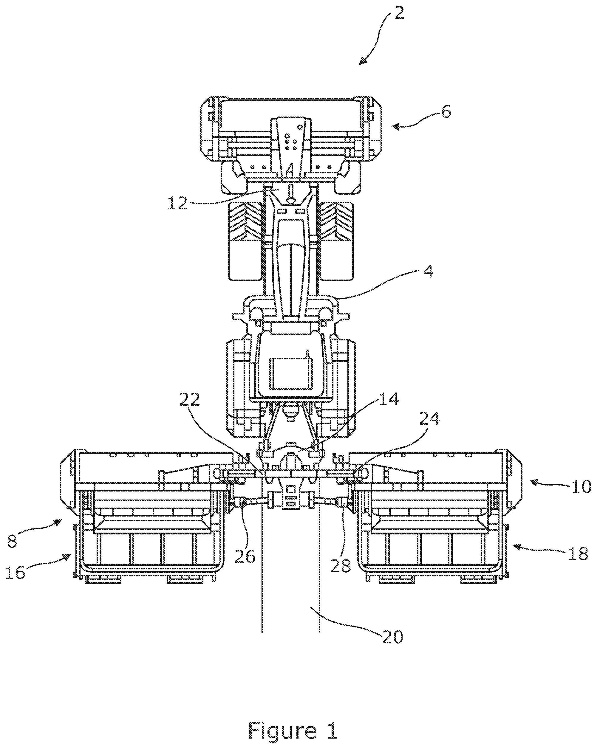 Patent US11778949 Figure 1 – Mower combination with location based conveyor control