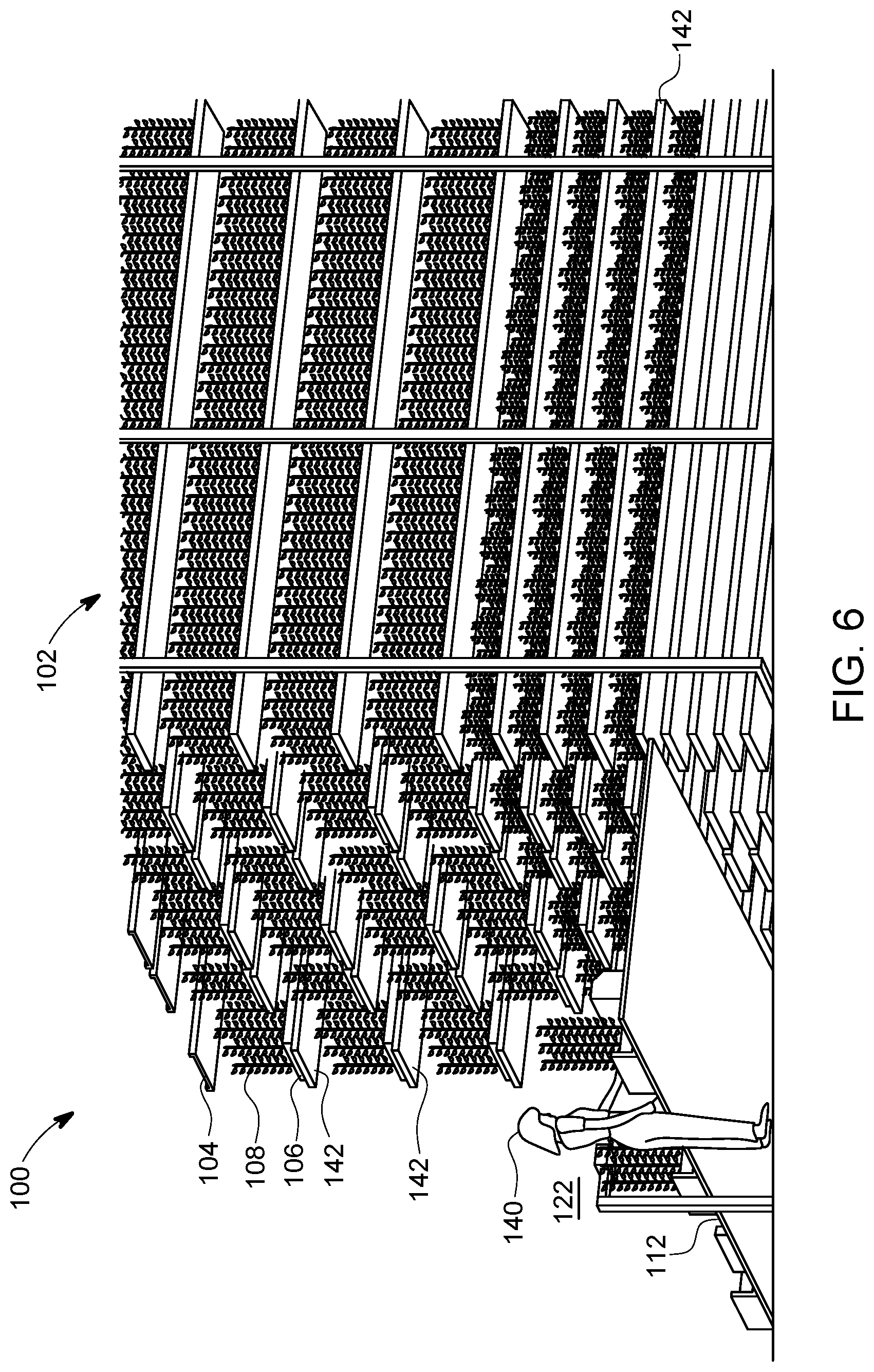 Patent US11778956 Figure 6 – Automated vertical farming system using mobile robots