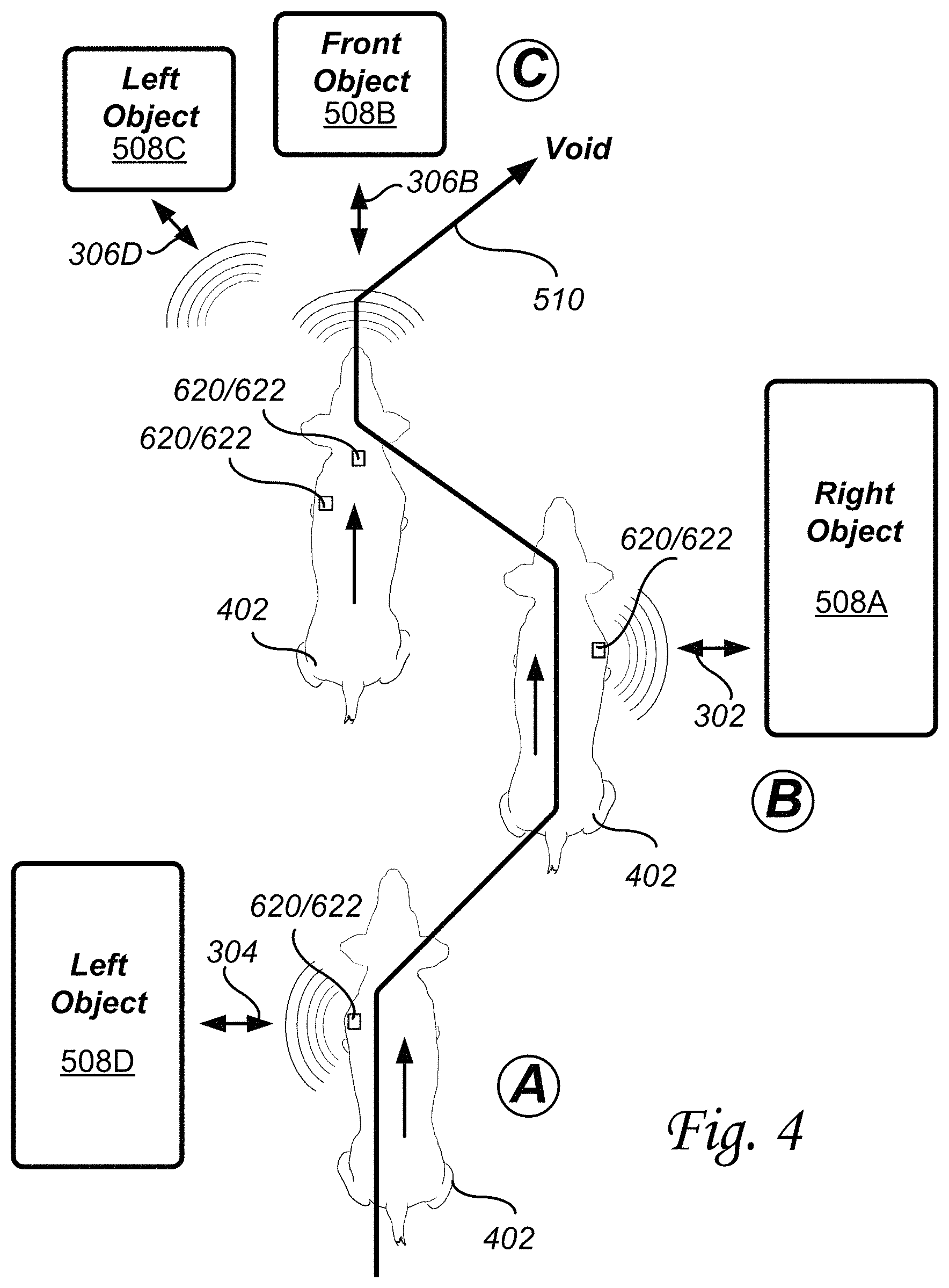 Patent US11778984 Figure 4 – Navigational safety system and method for visually impaired quadrupeds