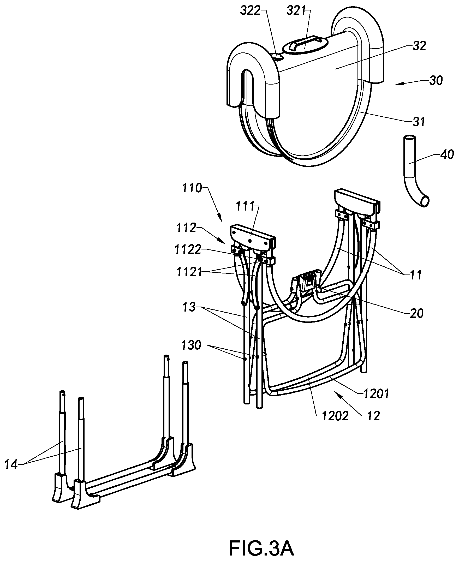 Patent US11778985 Figure 3 – Foldable container and foldable supporting frame thereof, and folding method