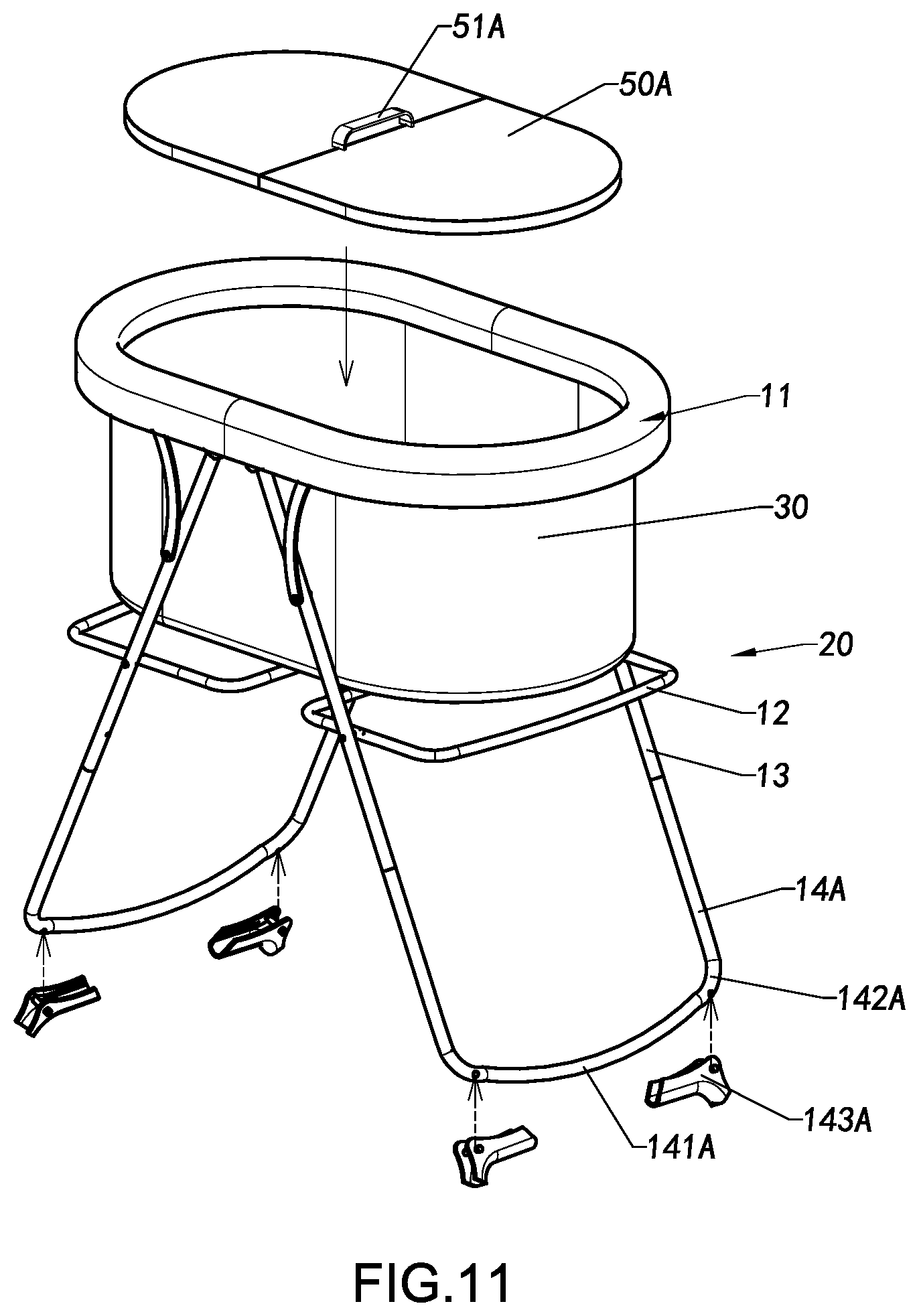 Patent US11778985 Figure 16 – Foldable container and foldable supporting frame thereof, and folding method
