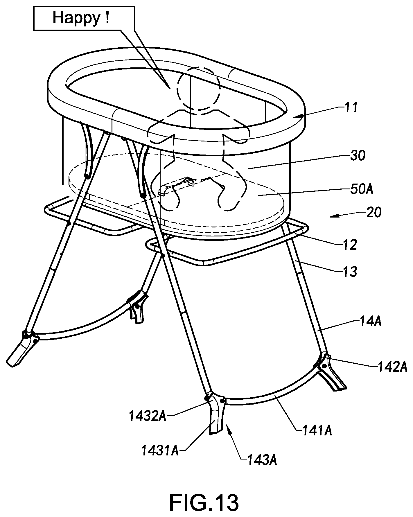 Patent US11778985 Figure 18 – Foldable container and foldable supporting frame thereof, and folding method