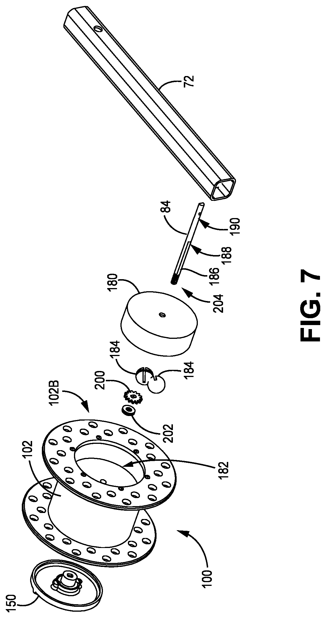 Patent US11778998 Figure 7 – Fishing reel and arm system