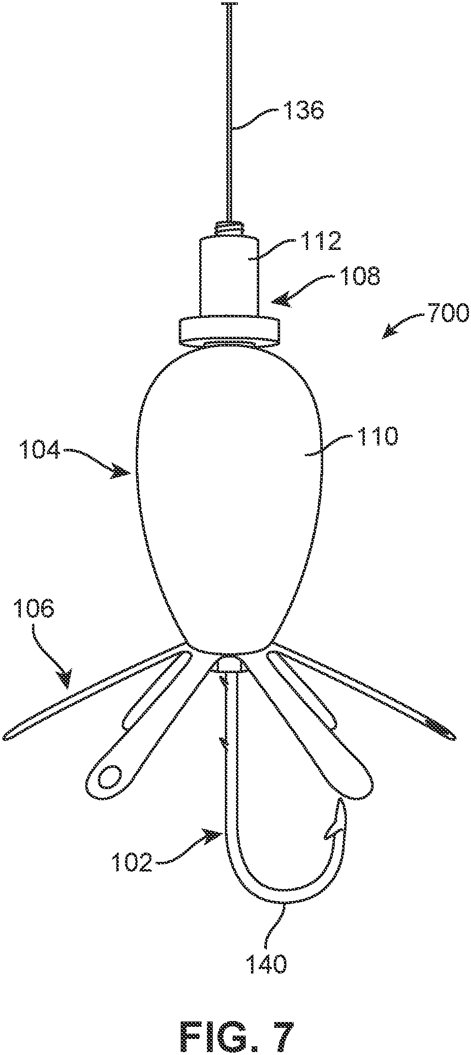 Patent US11779001 Figure 6 – Fishing lure line attachment system