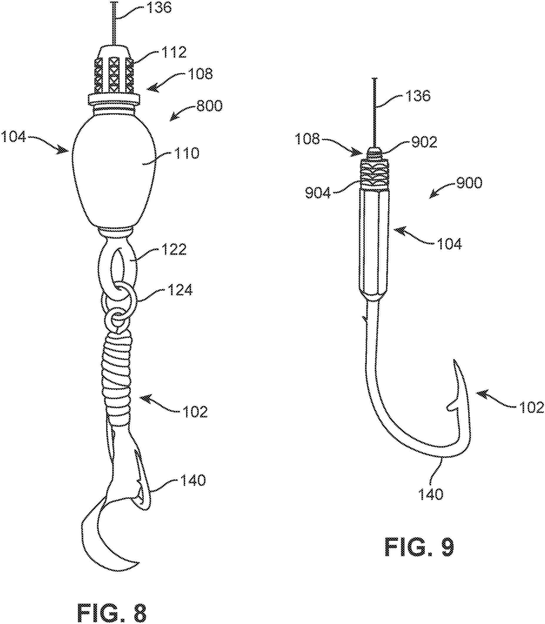 Patent US11779001 Figure 7 – Fishing lure line attachment system