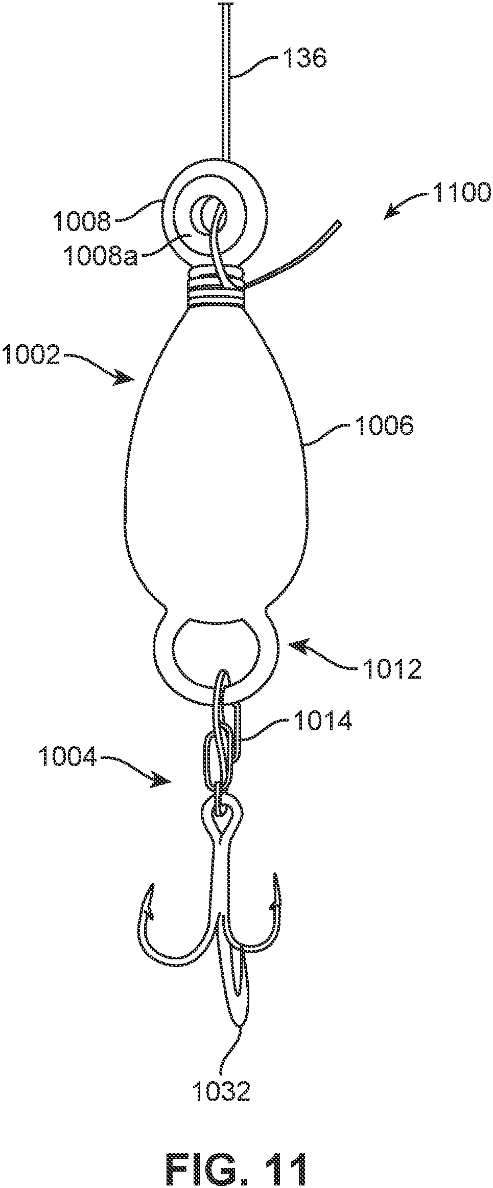 Patent US11779001 Figure 9 – Fishing lure line attachment system