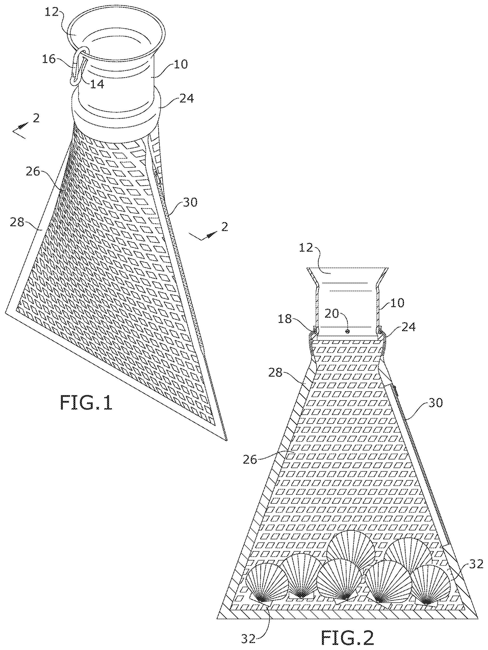 Patent US11779002 Figure 1 – Scallop harvesting bag