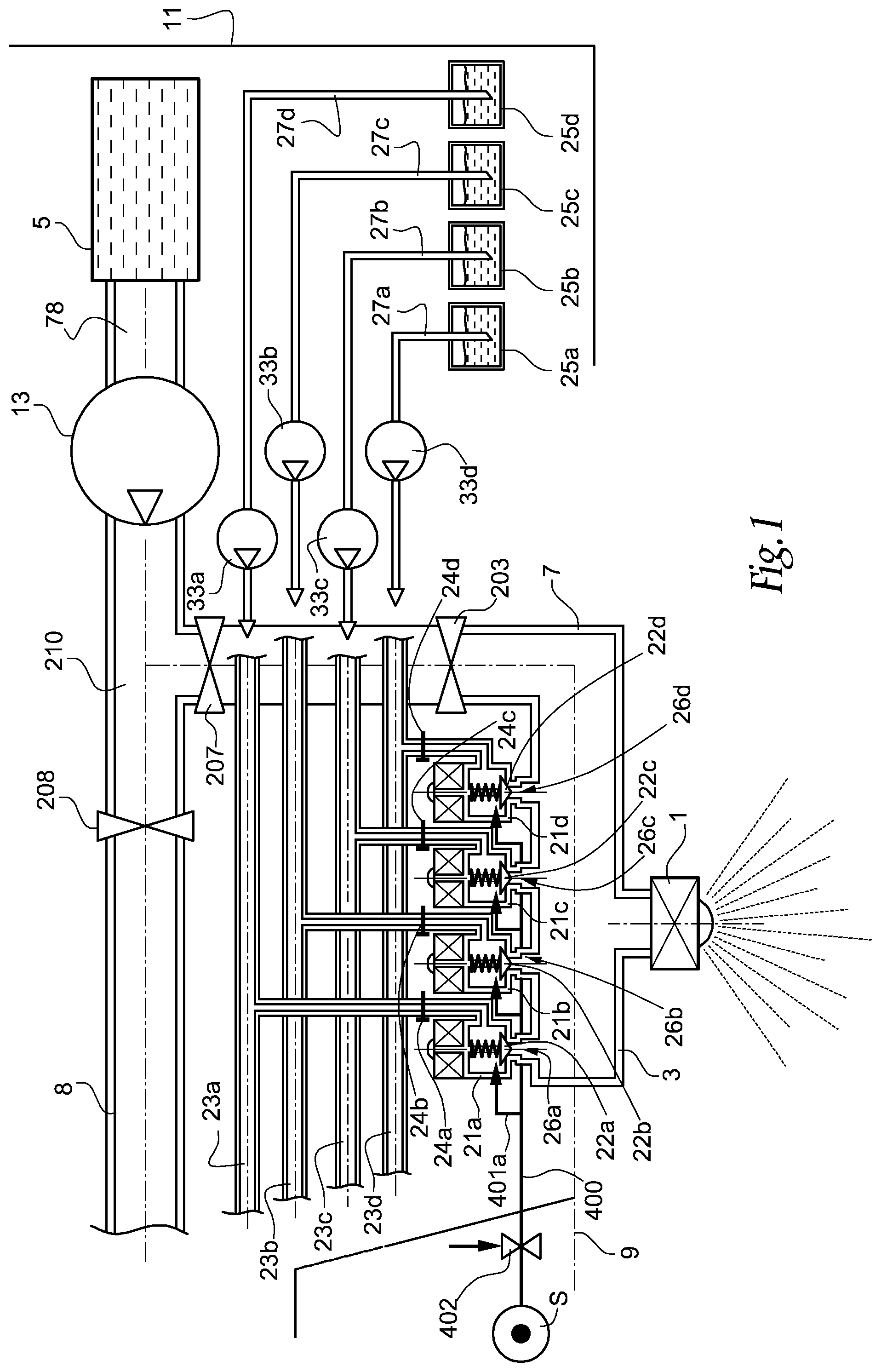 Patent US11779006 Figure 1 – Spraying assembly, and sprayer equipped with at least one such assembly