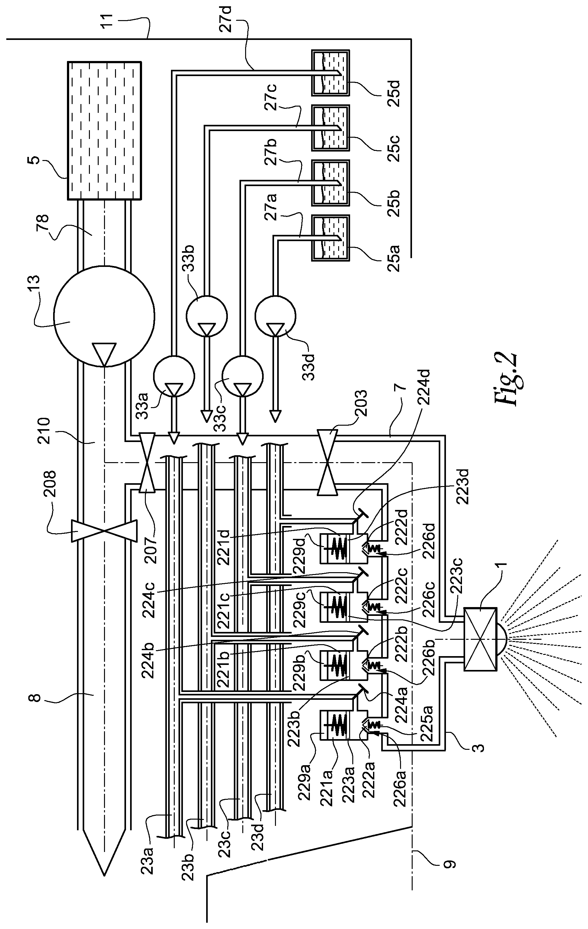 Patent US11779006 Figure 2 – Spraying assembly, and sprayer equipped with at least one such assembly
