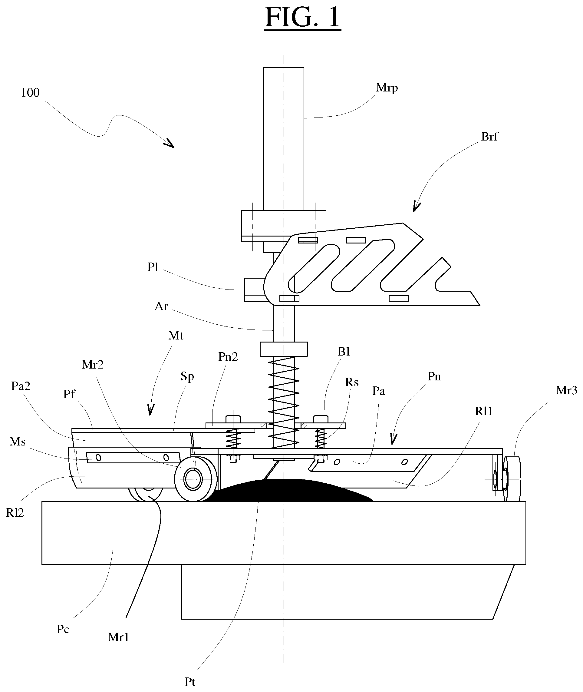 Patent US11779024 Figure 1 – Device for spreading runny batter on a hot plate