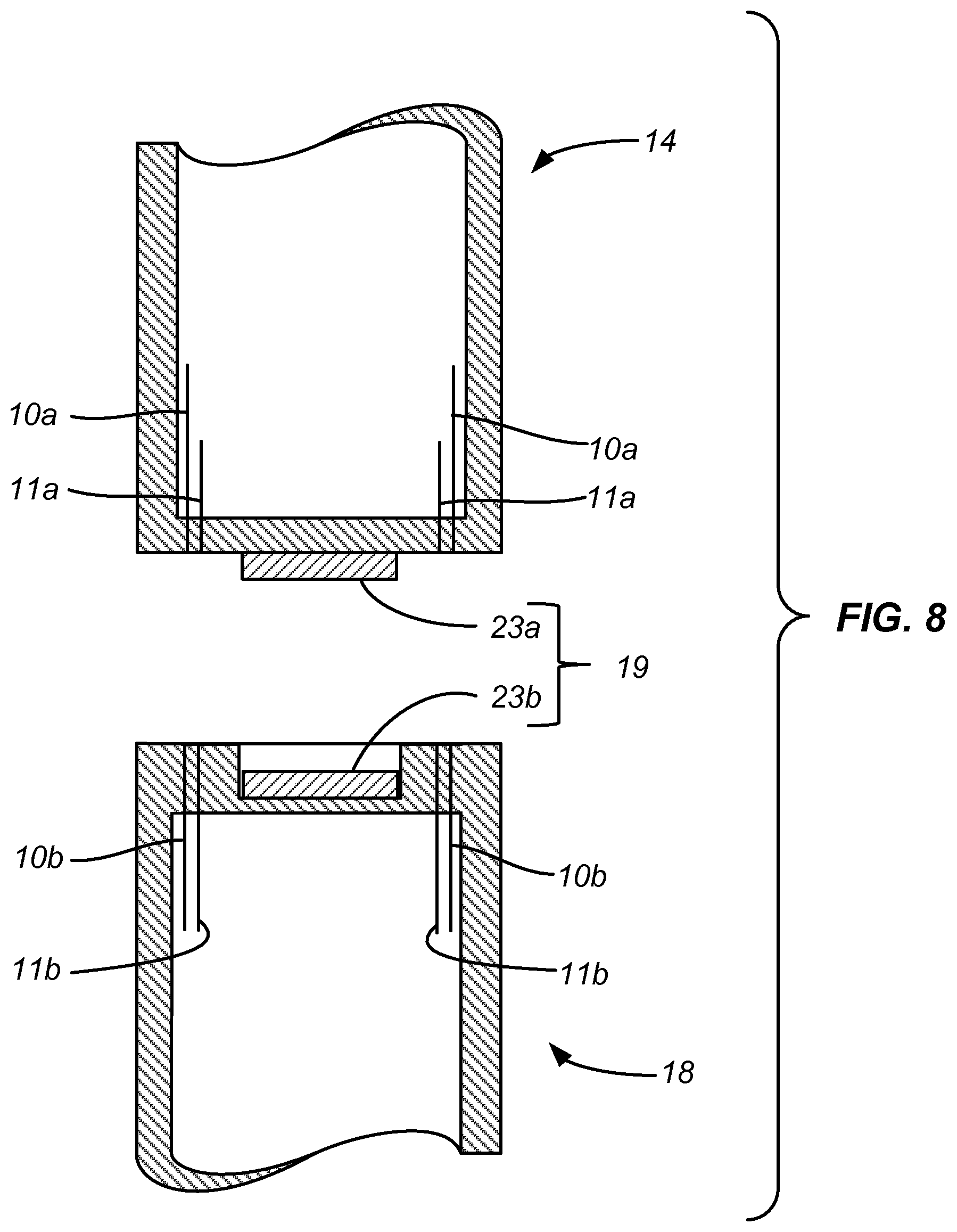 Patent US11779049 Figure 8 – Multiple heating elements with separate vaporizable materials in an electric vaporization device