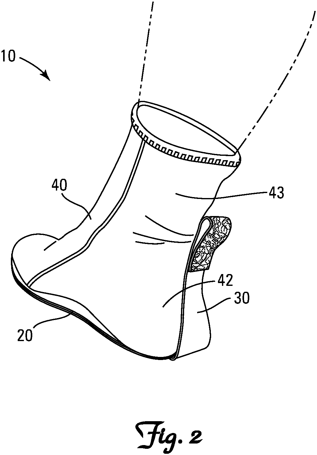 Patent US11779058 Figure 2 – Footwear system with restricted ambulation hindfoot longitudinal slide