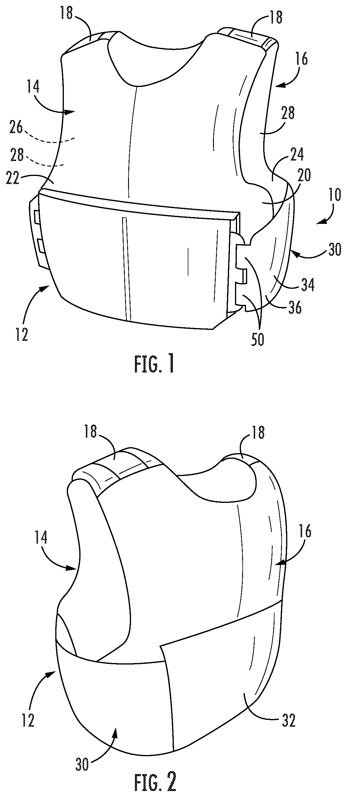 Patent US11779064 Figure 1 – Adapter system for vest closure mechanisms