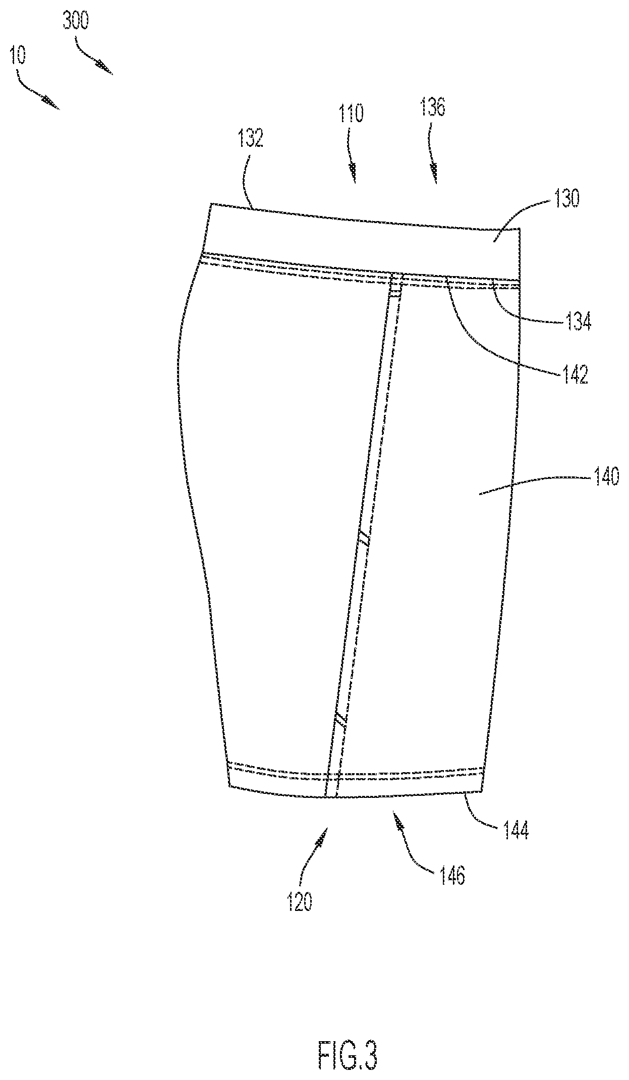 Patent US11779070 Figure 3 – Garment with waistband pocket