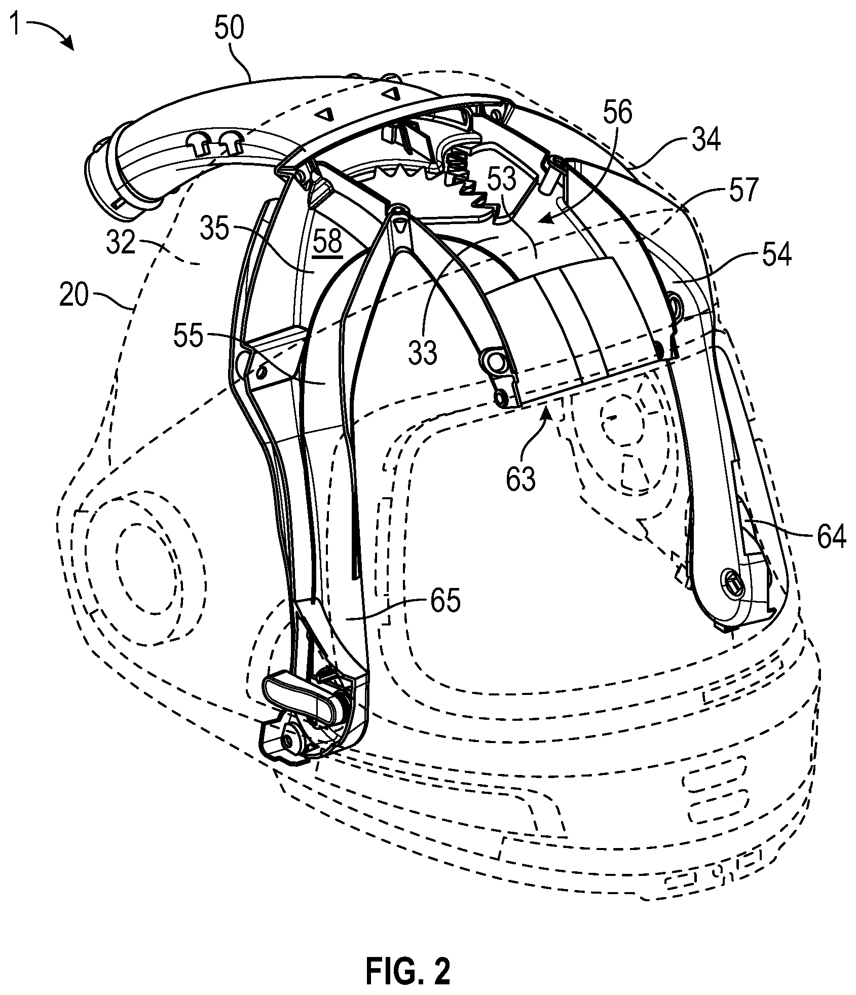 Patent US11779075 Figure 2 – Protective headgear with adjustable air supply