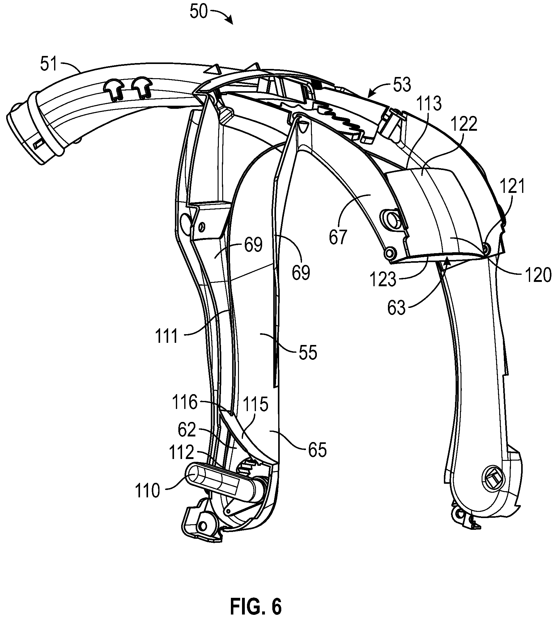 Patent US11779075 Figure 6 – Protective headgear with adjustable air supply