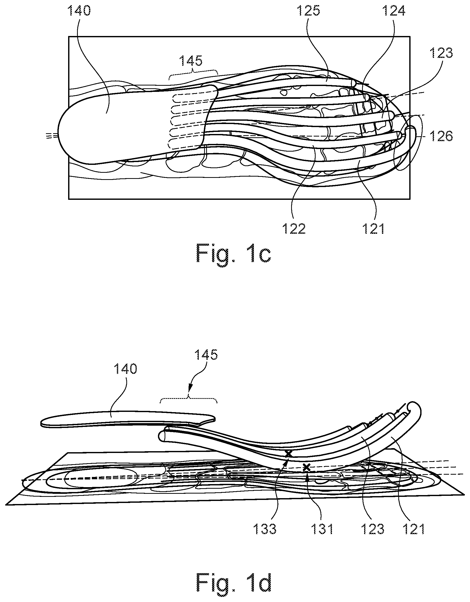 Patent US11779077 Figure 2 – Sole comprising individually deflectable reinforcing members, shoe with such a sole, and method for the manufacture of such items