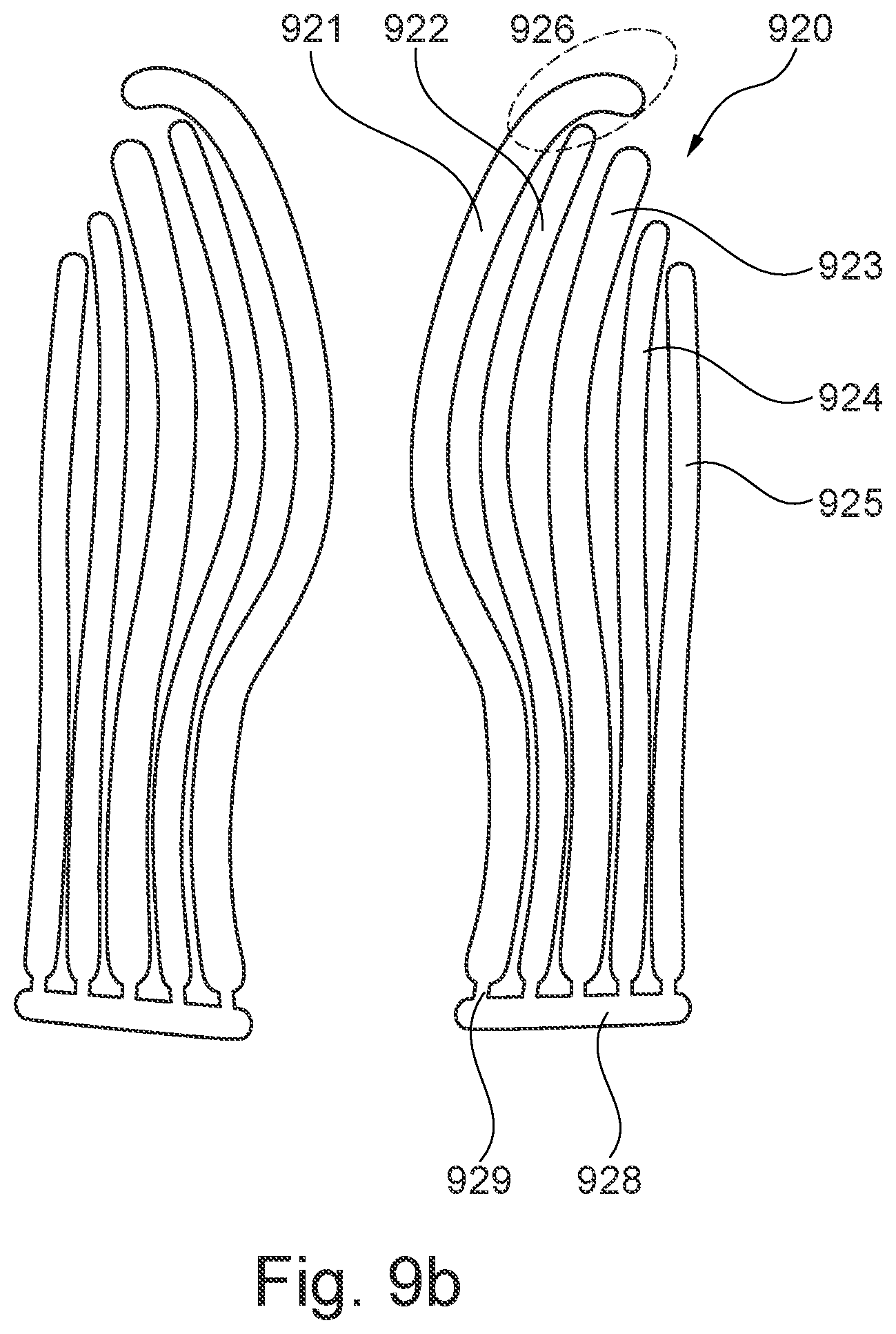 Patent US11779077 Figure 13 – Sole comprising individually deflectable reinforcing members, shoe with such a sole, and method for the manufacture of such items
