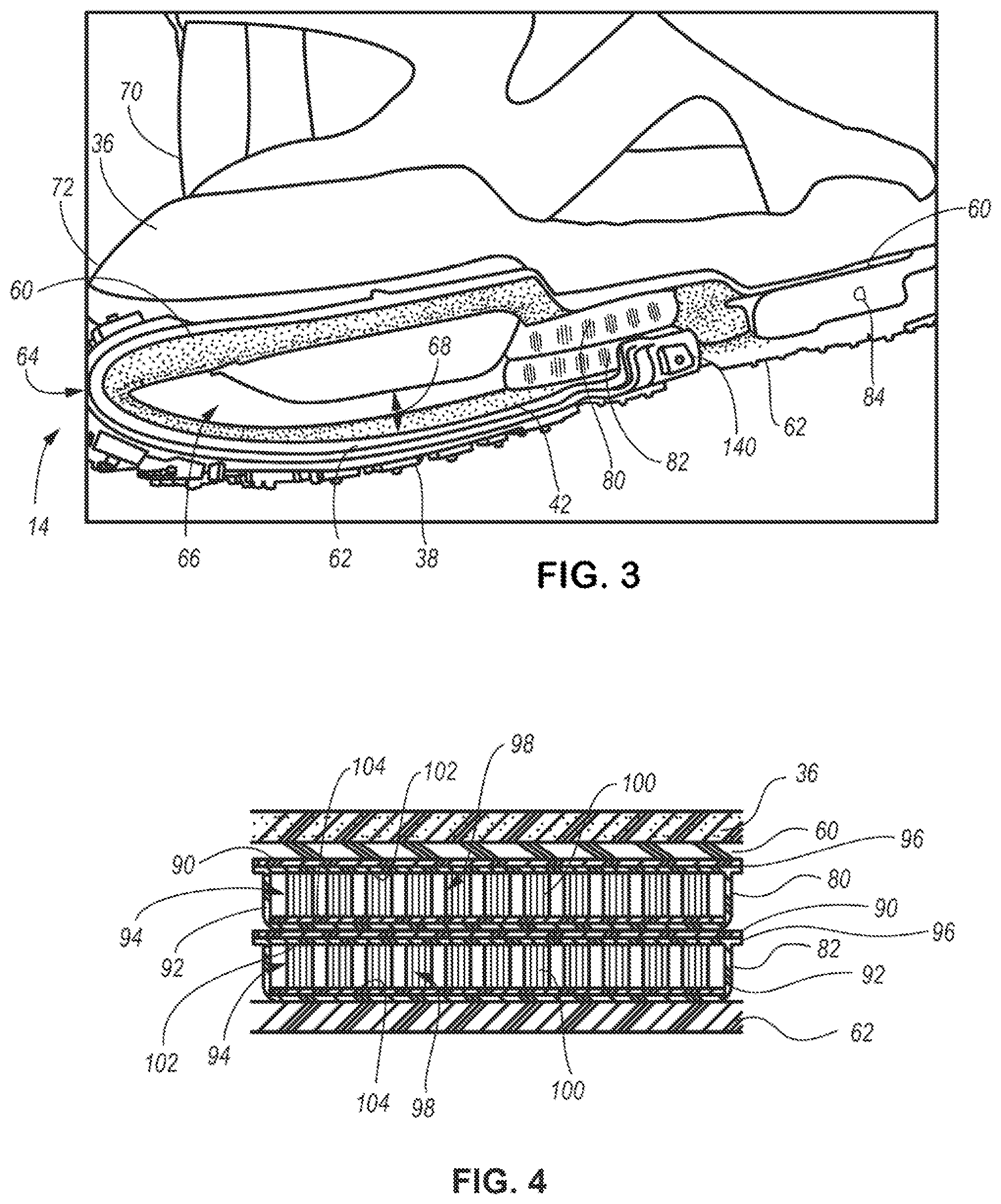 Patent US11779078 Figure 3 – Article of footwear with zonal cushioning system