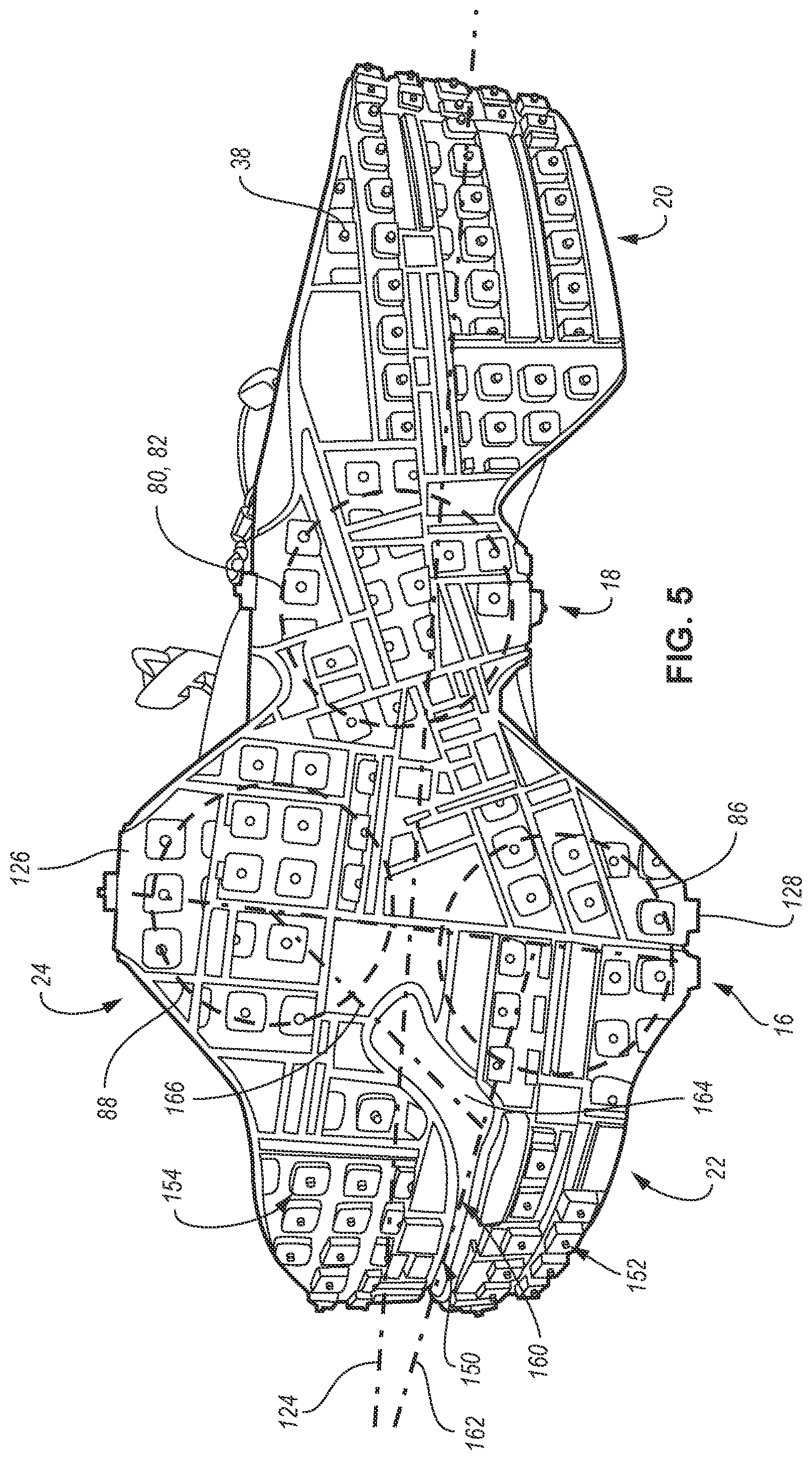 Patent US11779078 Figure 4 – Article of footwear with zonal cushioning system