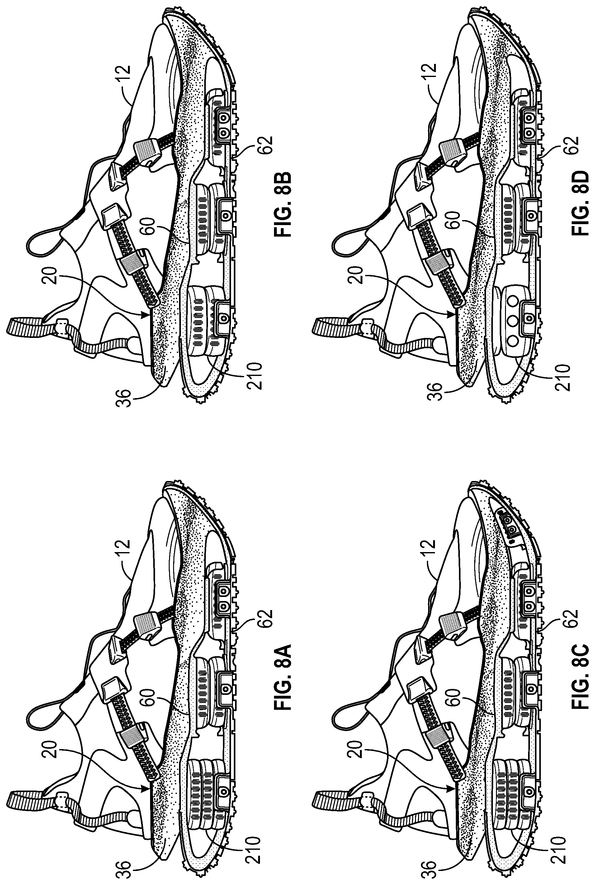 Patent US11779078 Figure 8 – Article of footwear with zonal cushioning system