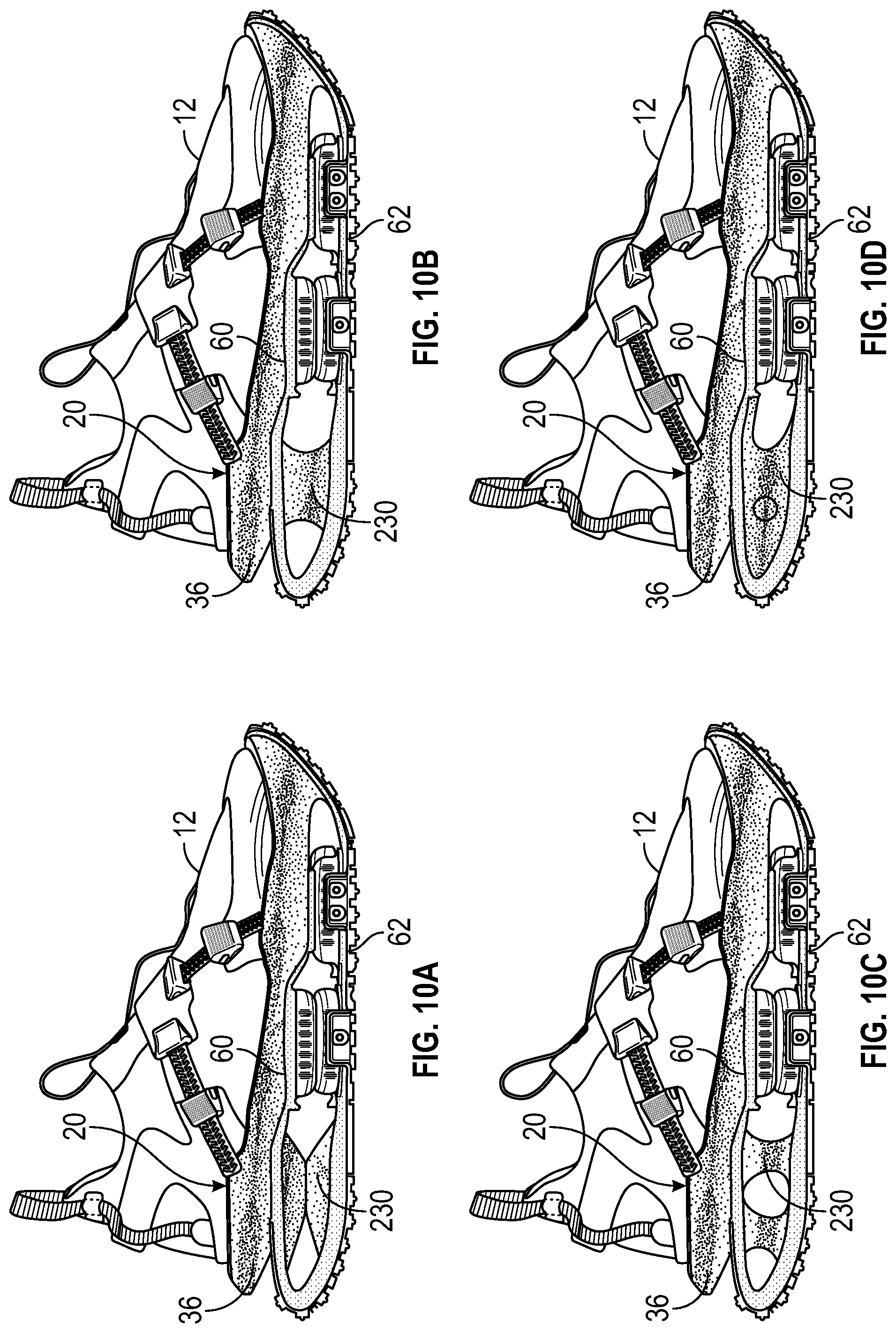 Patent US11779078 Figure 10 – Article of footwear with zonal cushioning system