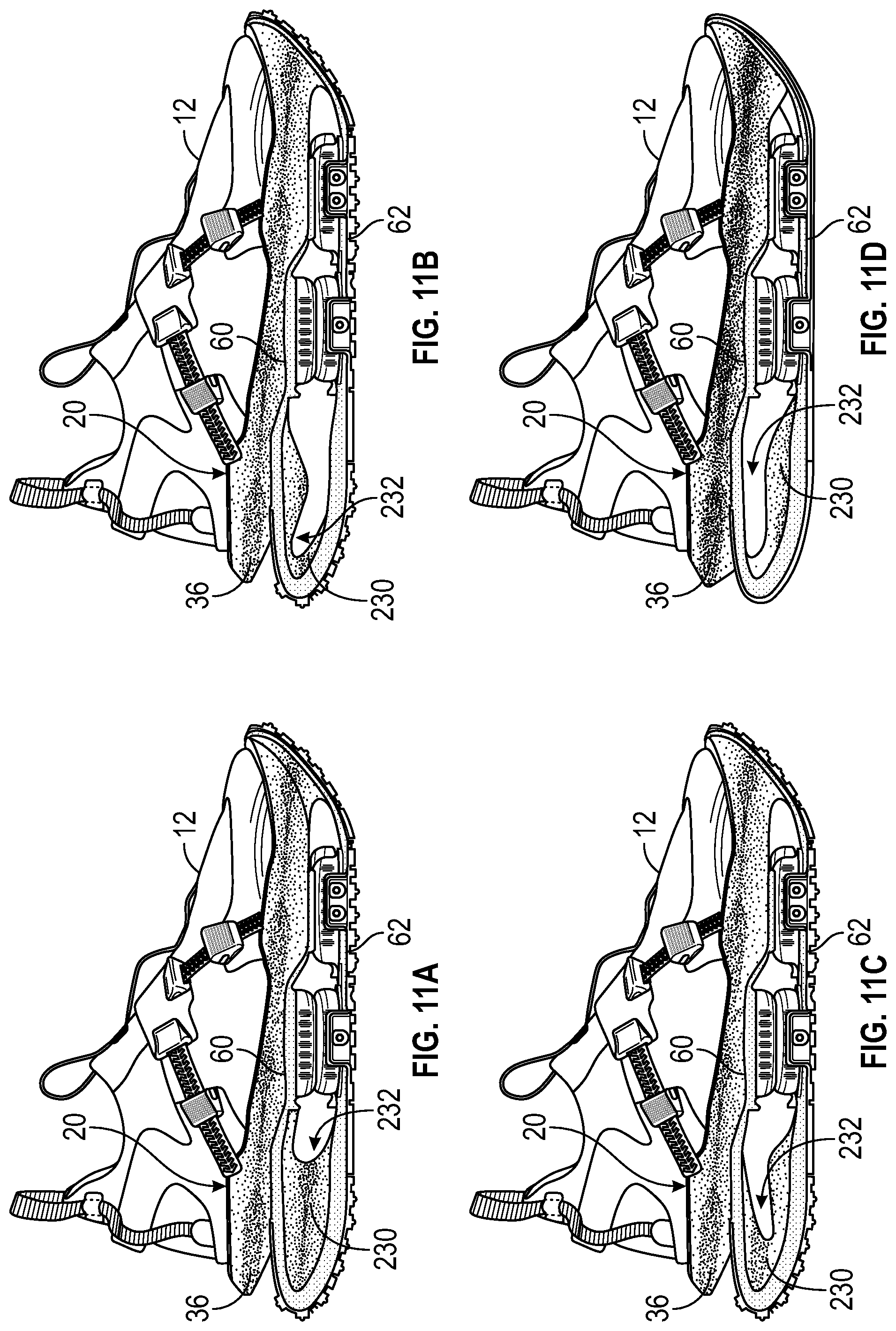 Patent US11779078 Figure 12 – Article of footwear with zonal cushioning system