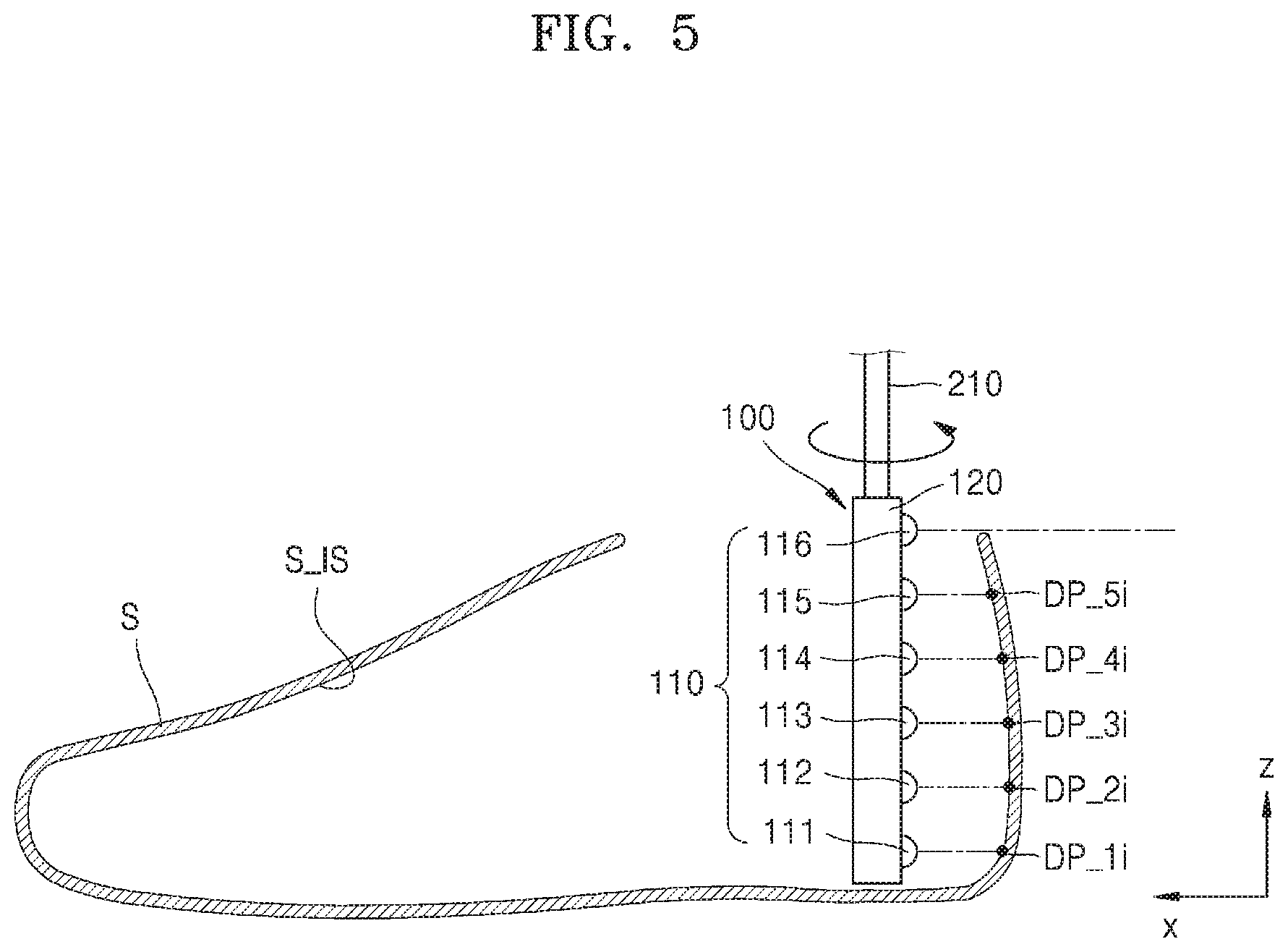 Patent US11779085 Figure 5 – Device for measuring inner size of shoe
