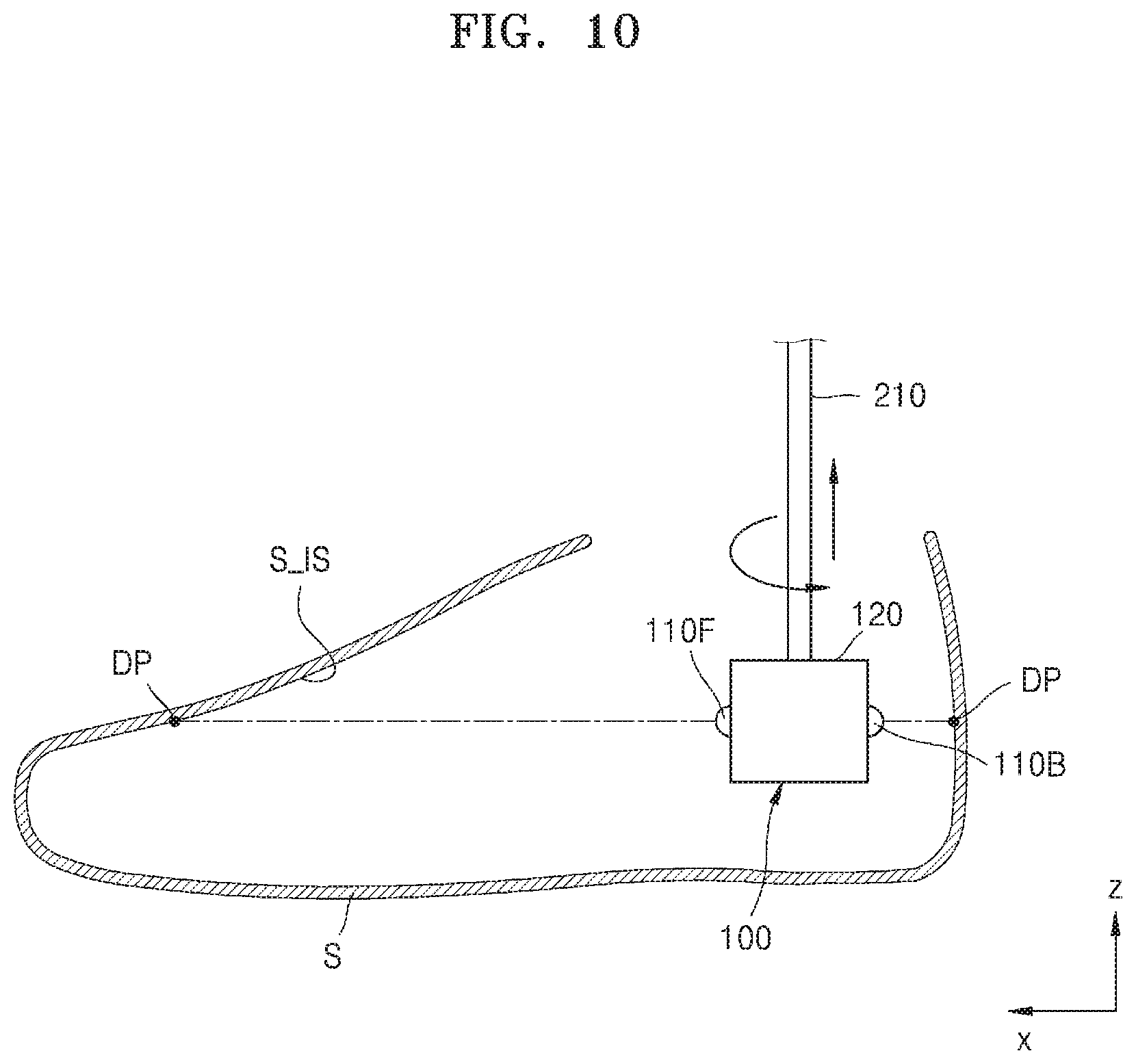 Patent US11779085 Figure 10 – Device for measuring inner size of shoe
