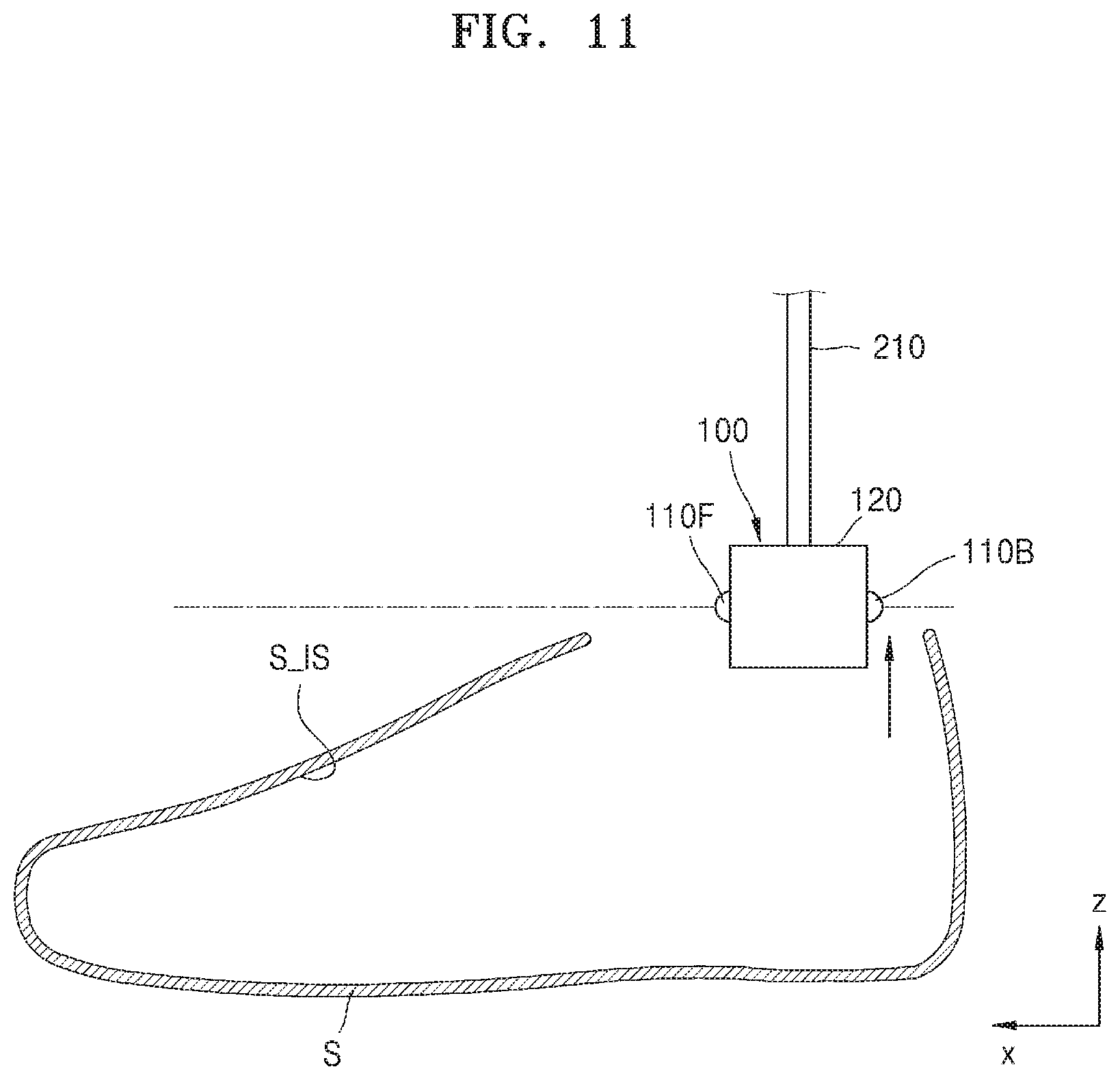 Patent US11779085 Figure 11 – Device for measuring inner size of shoe