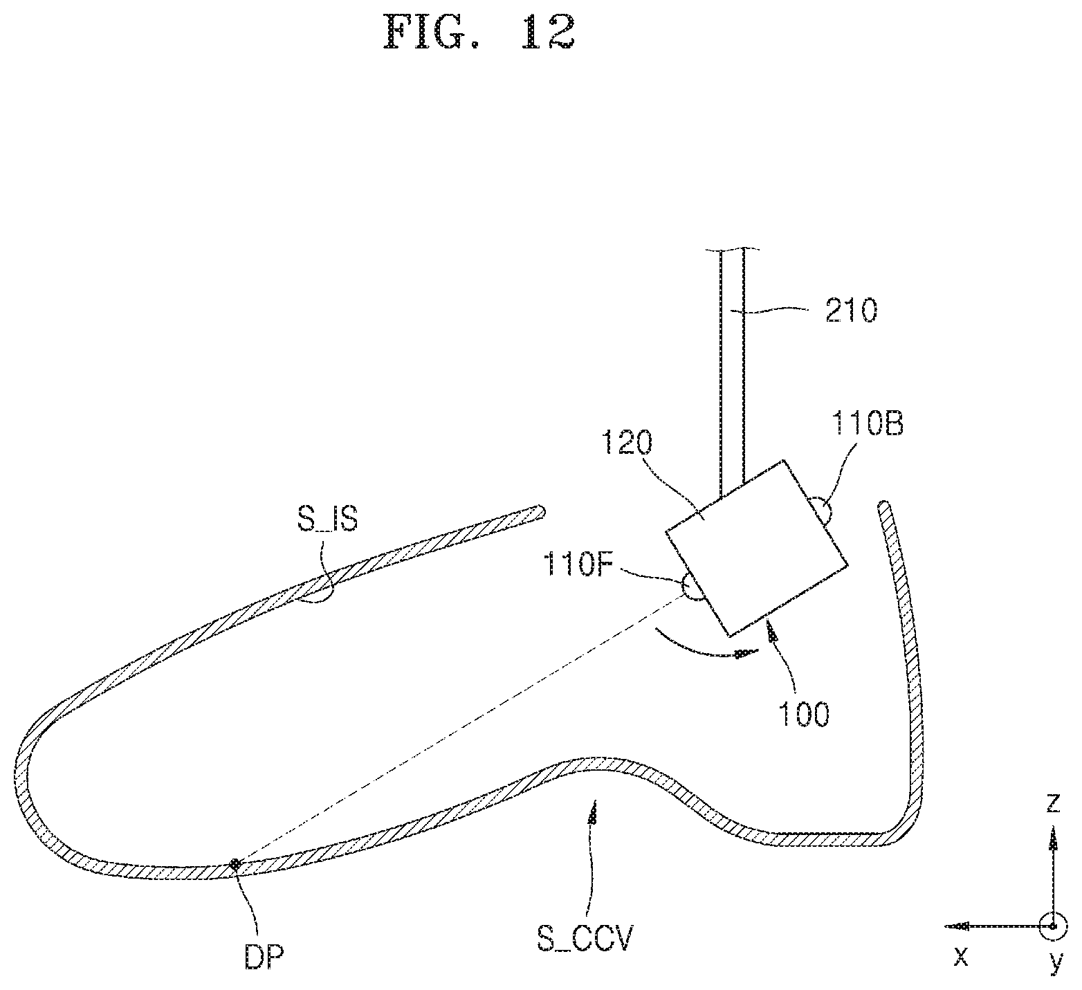 Patent US11779085 Figure 12 – Device for measuring inner size of shoe