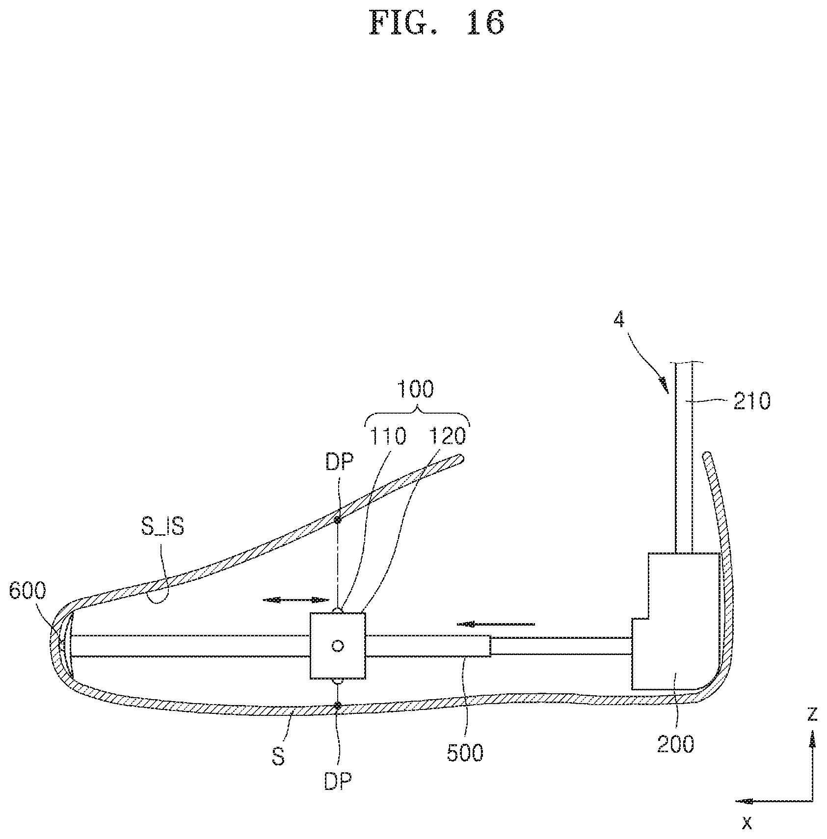 Patent US11779085 Figure 16 – Device for measuring inner size of shoe