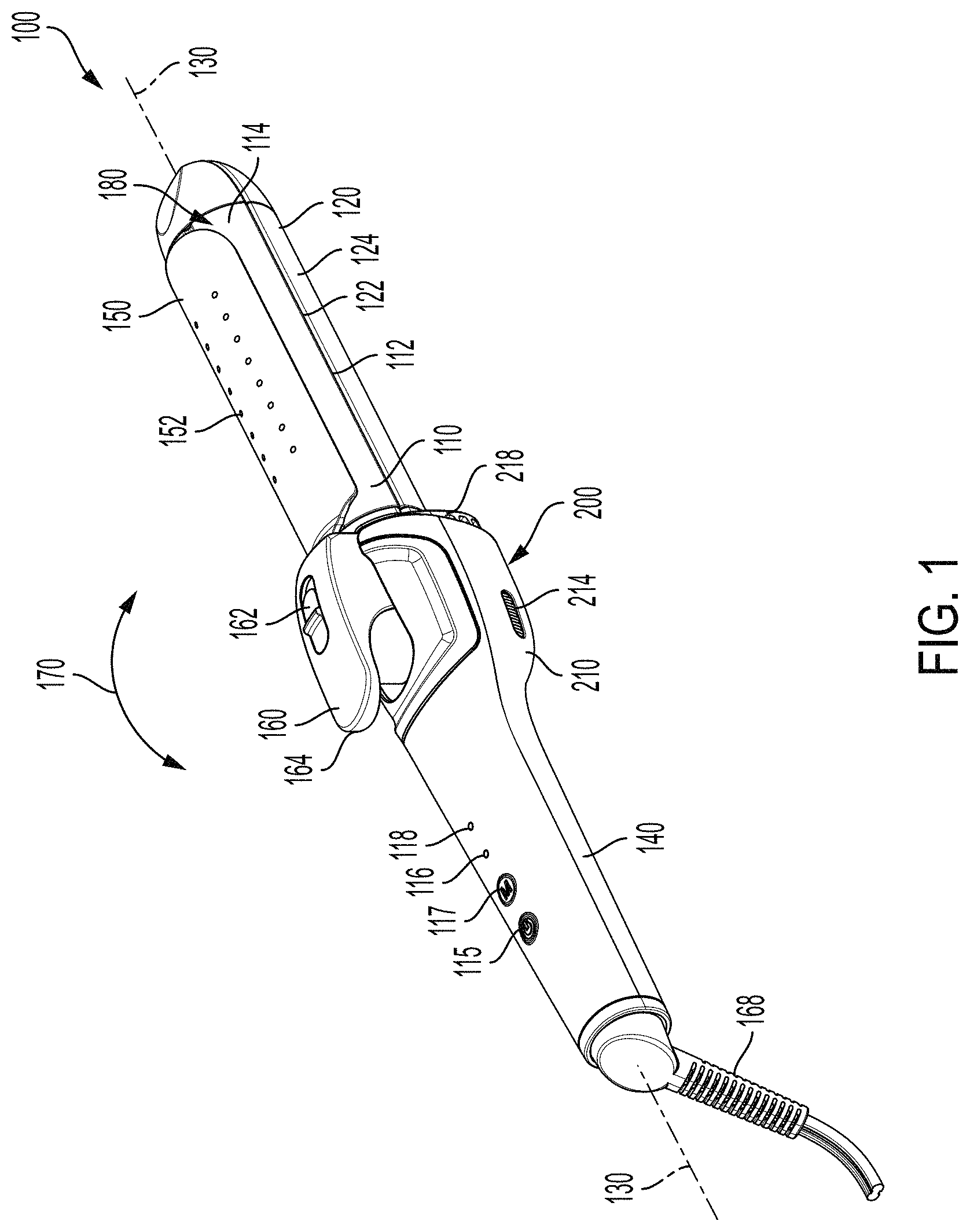 Patent US11779091 Figure 1 – Hair styling apparatus with ion emitter