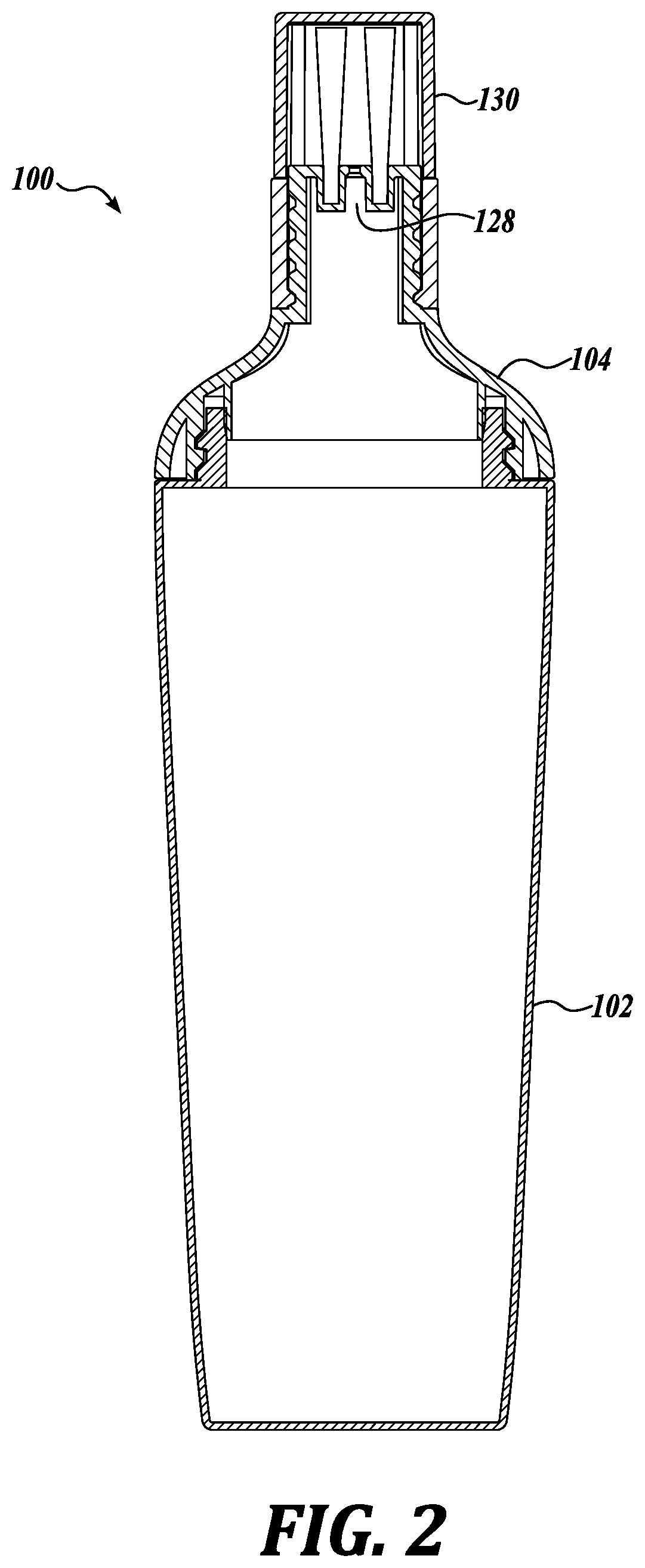 Patent US11779094 Figure 2 – Refillable hair coloration package and applicator with adjustable bristles