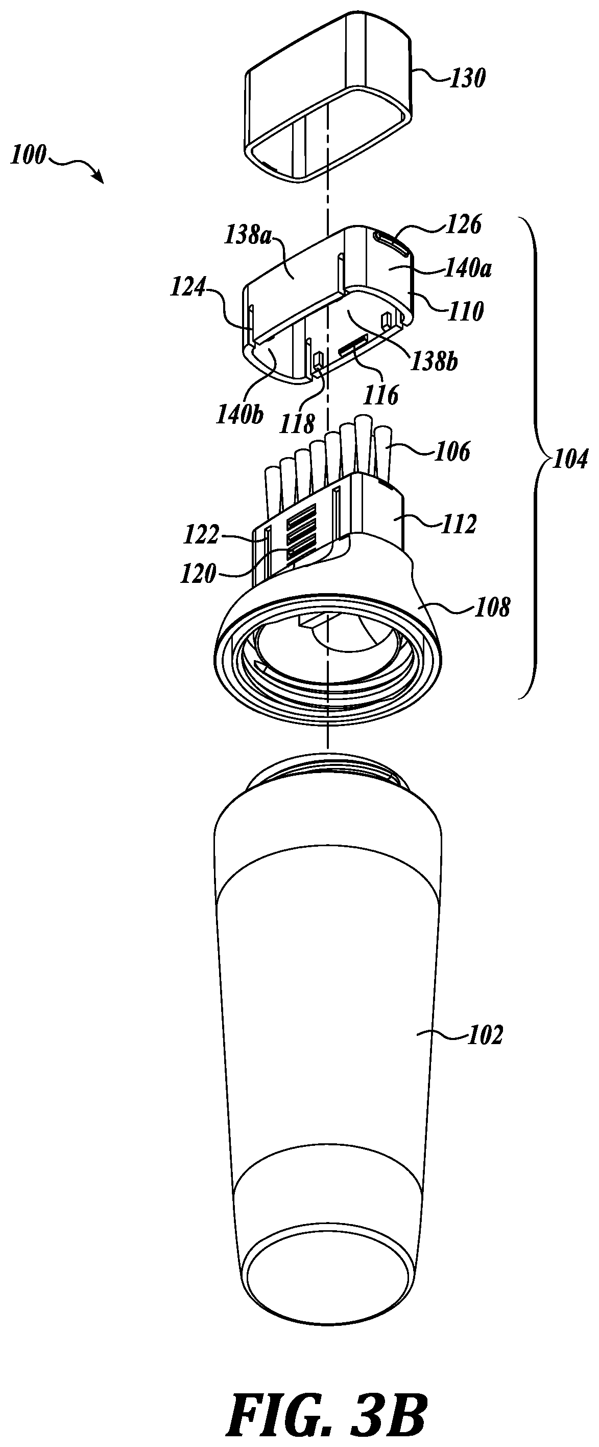 Patent US11779094 Figure 4 – Refillable hair coloration package and applicator with adjustable bristles