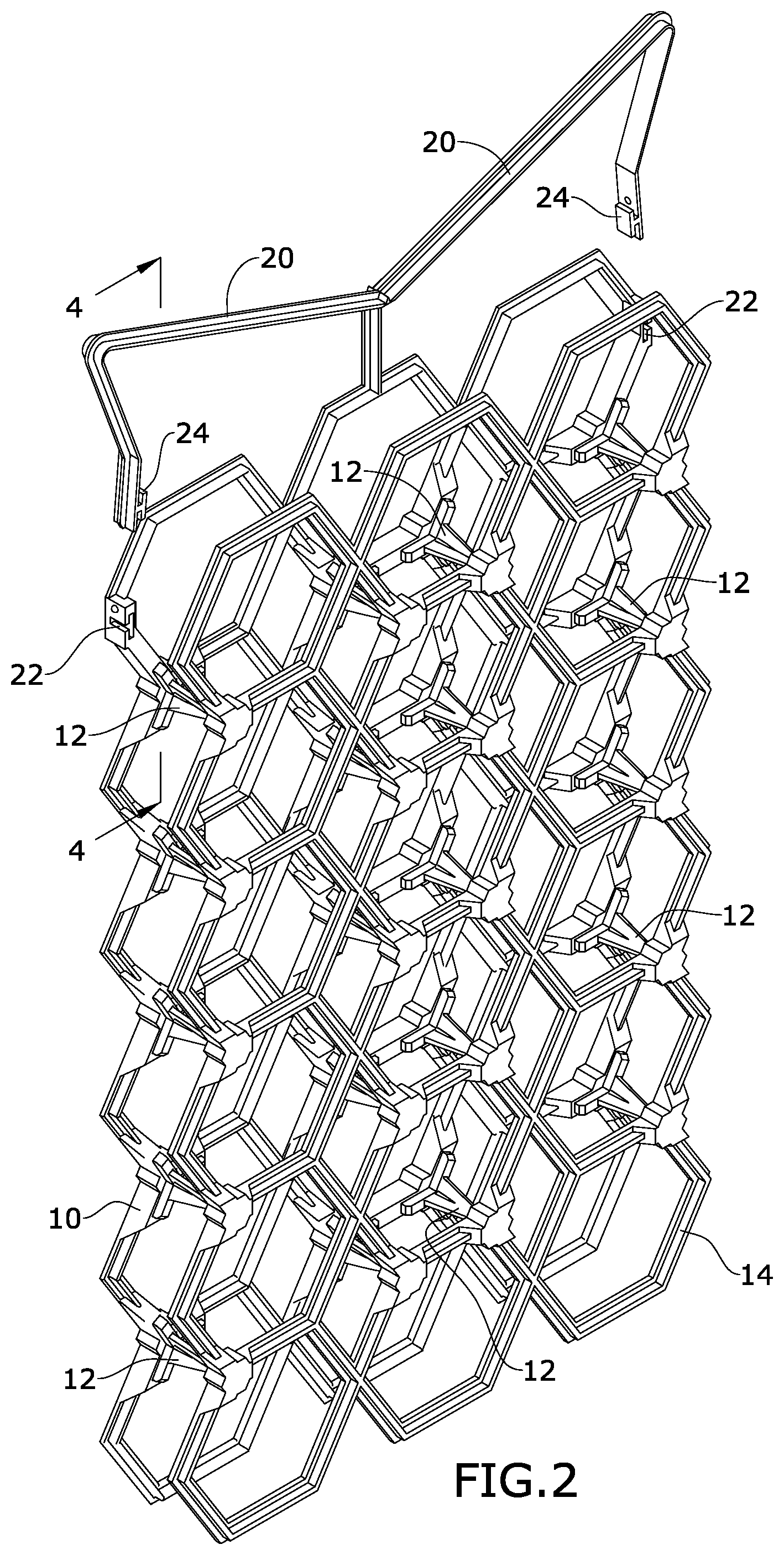Patent US11779097 Figure 2 – Modular spacer device for airflow between a user and a wearable bag