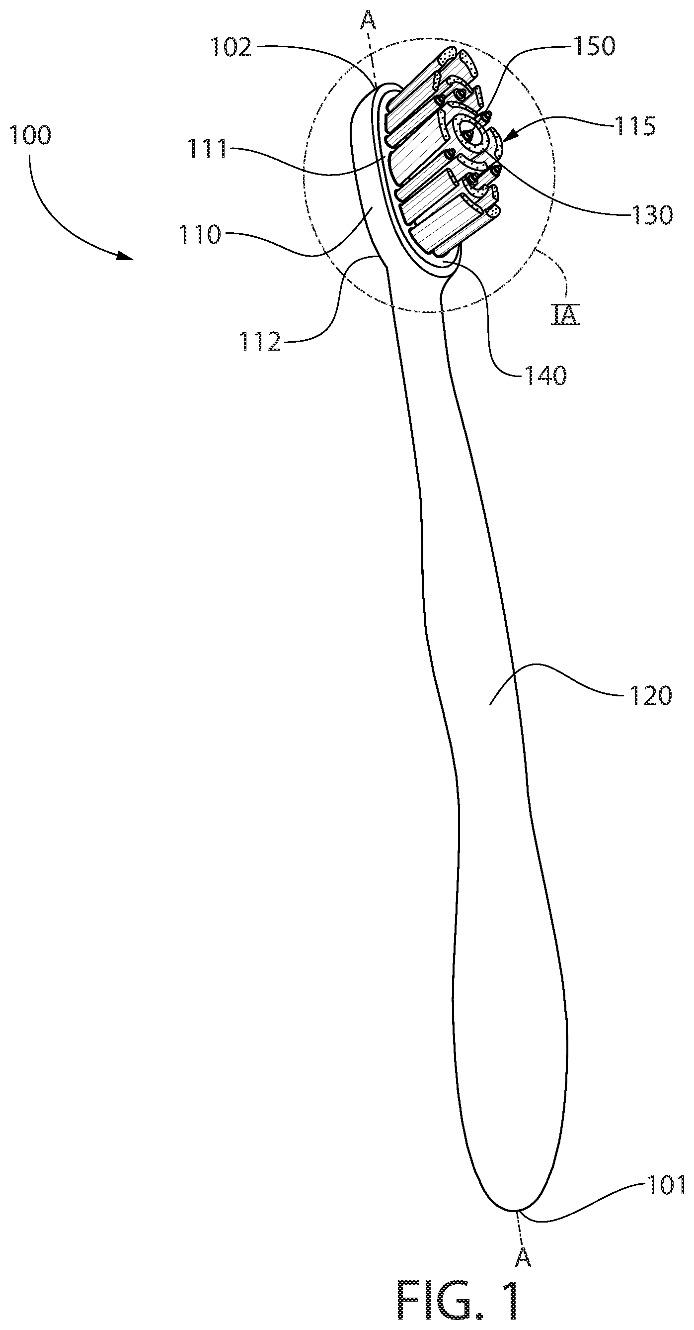 Patent US11779102 Figure 1 – Oral care implement