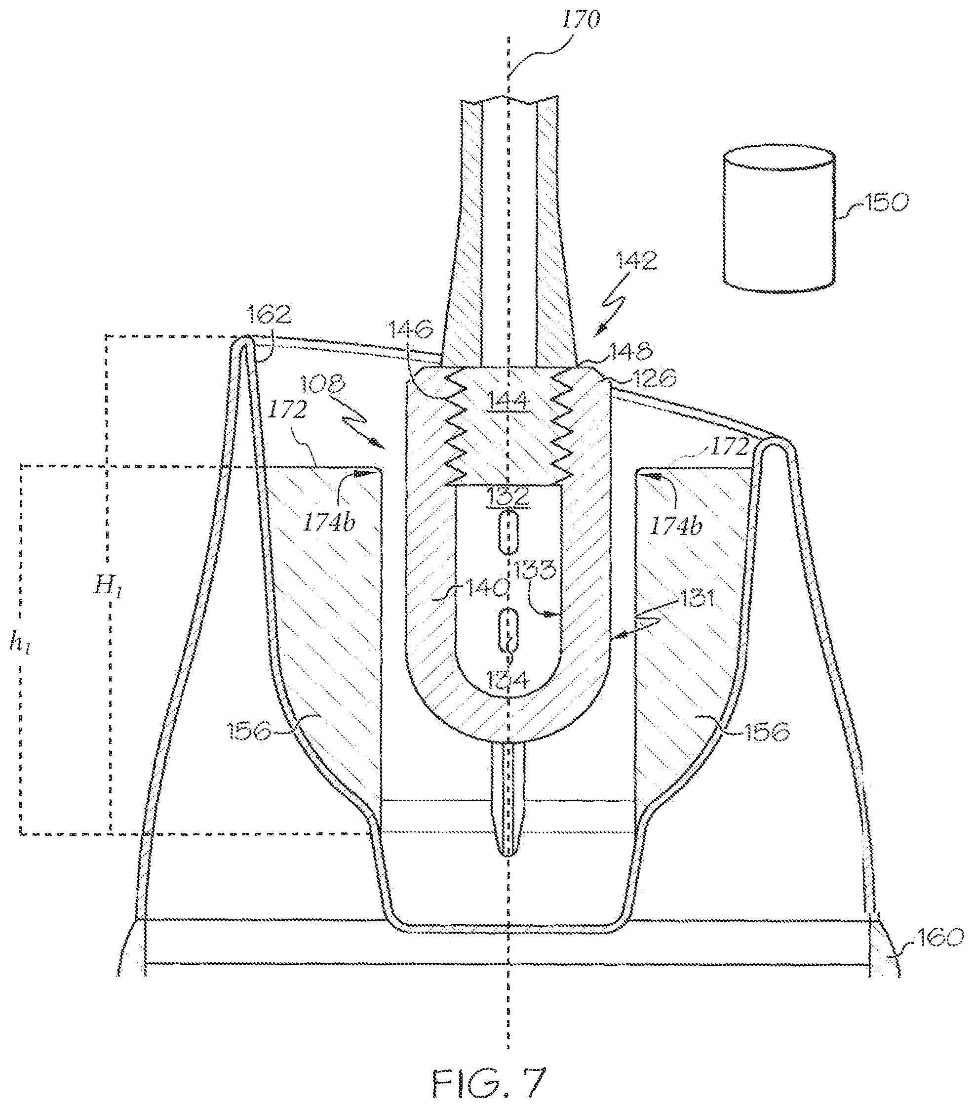Patent US11779103 Figure 7 – Cleaner dispensing toilet bowl brush and holder