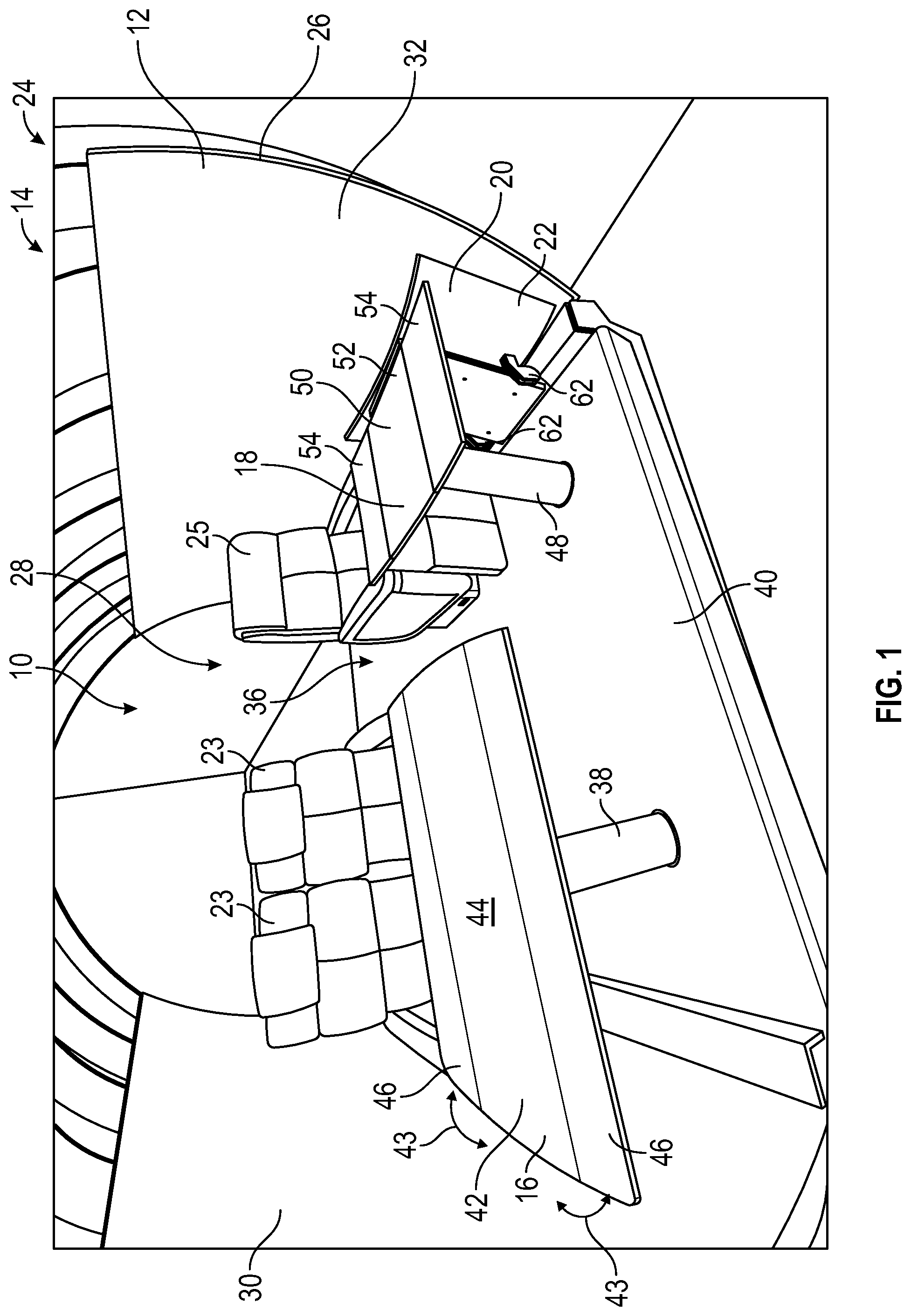 Patent US11779106 Figure 1 – Multi-place dining table for a vehicle