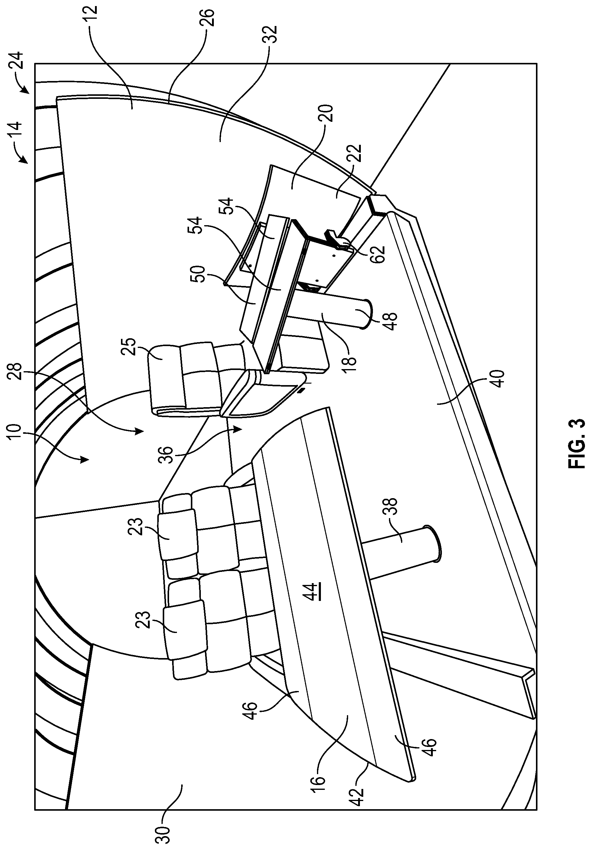Patent US11779106 Figure 3 – Multi-place dining table for a vehicle