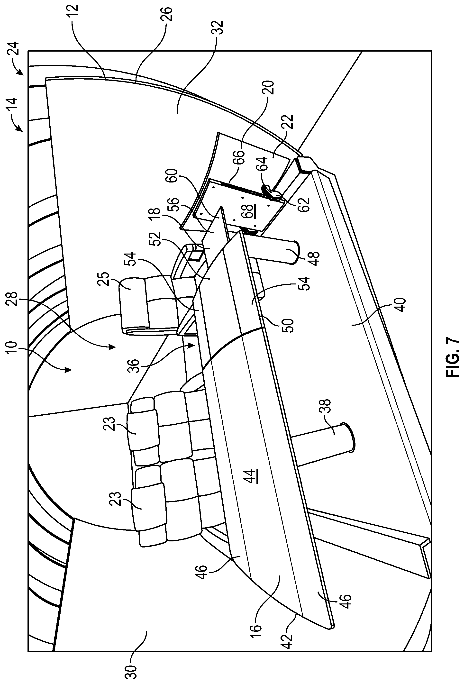 Patent US11779106 Figure 7 – Multi-place dining table for a vehicle
