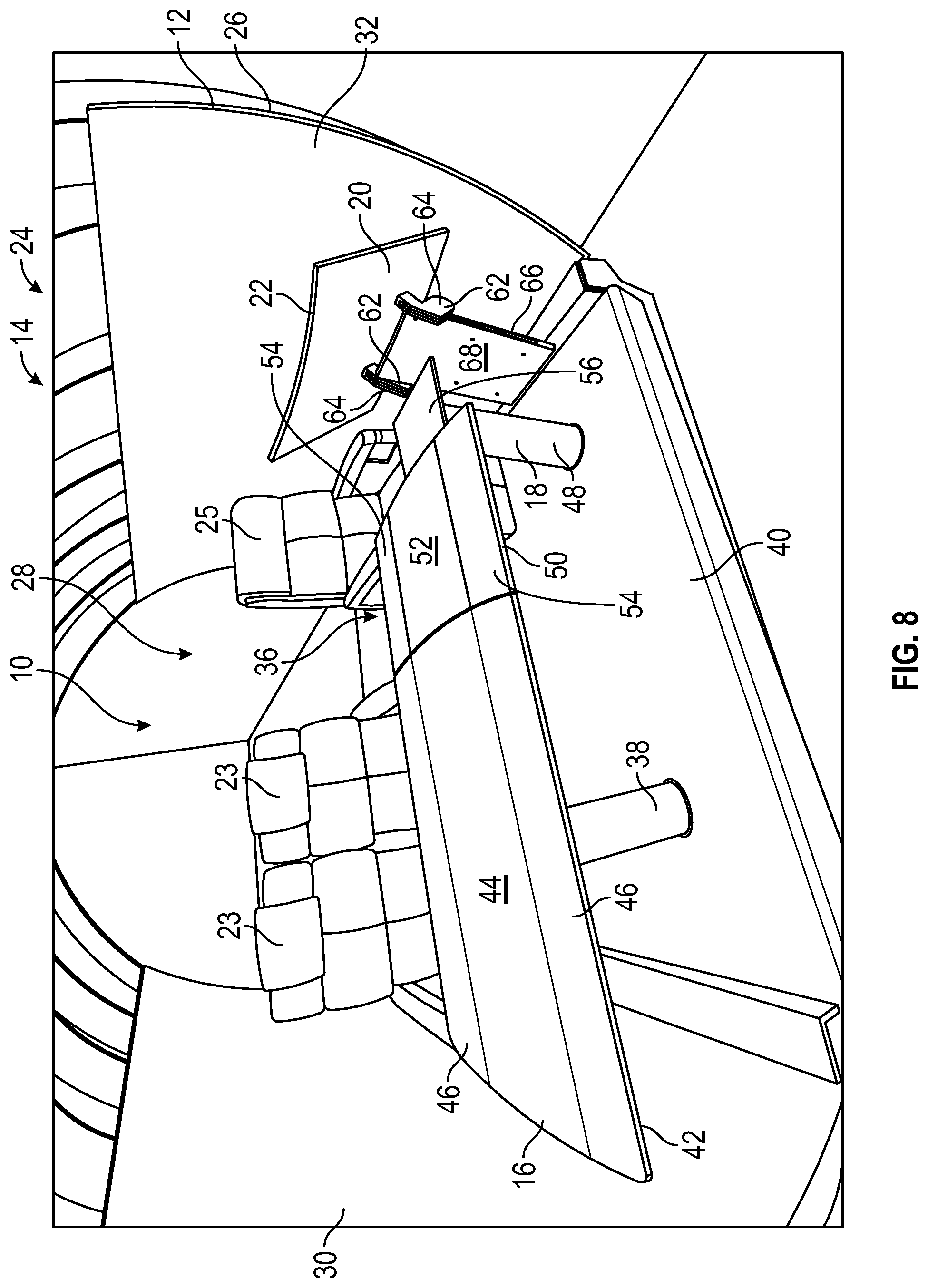 Patent US11779106 Figure 8 – Multi-place dining table for a vehicle