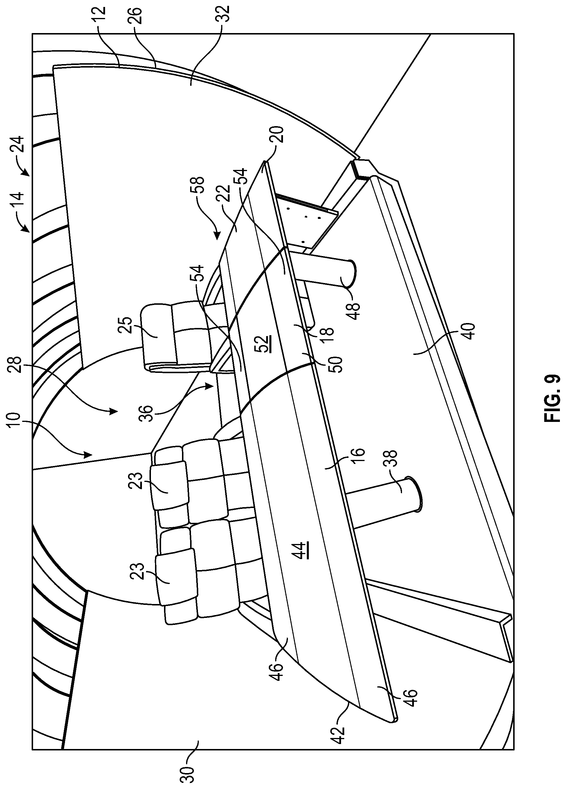 Patent US11779106 Figure 9 – Multi-place dining table for a vehicle
