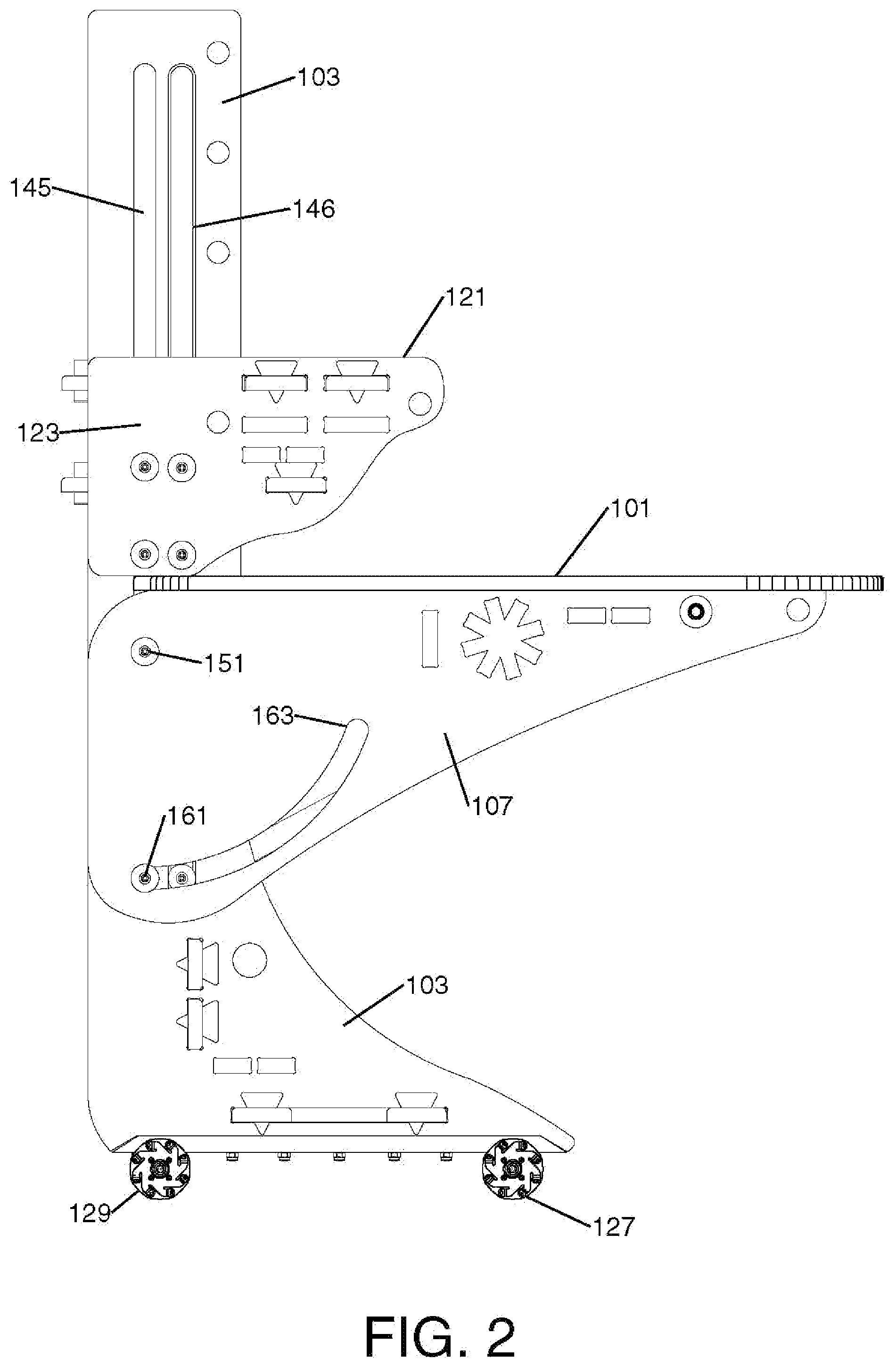 Patent US11779107 Figure 2 – Movable desk with adjustable lift and tilt
