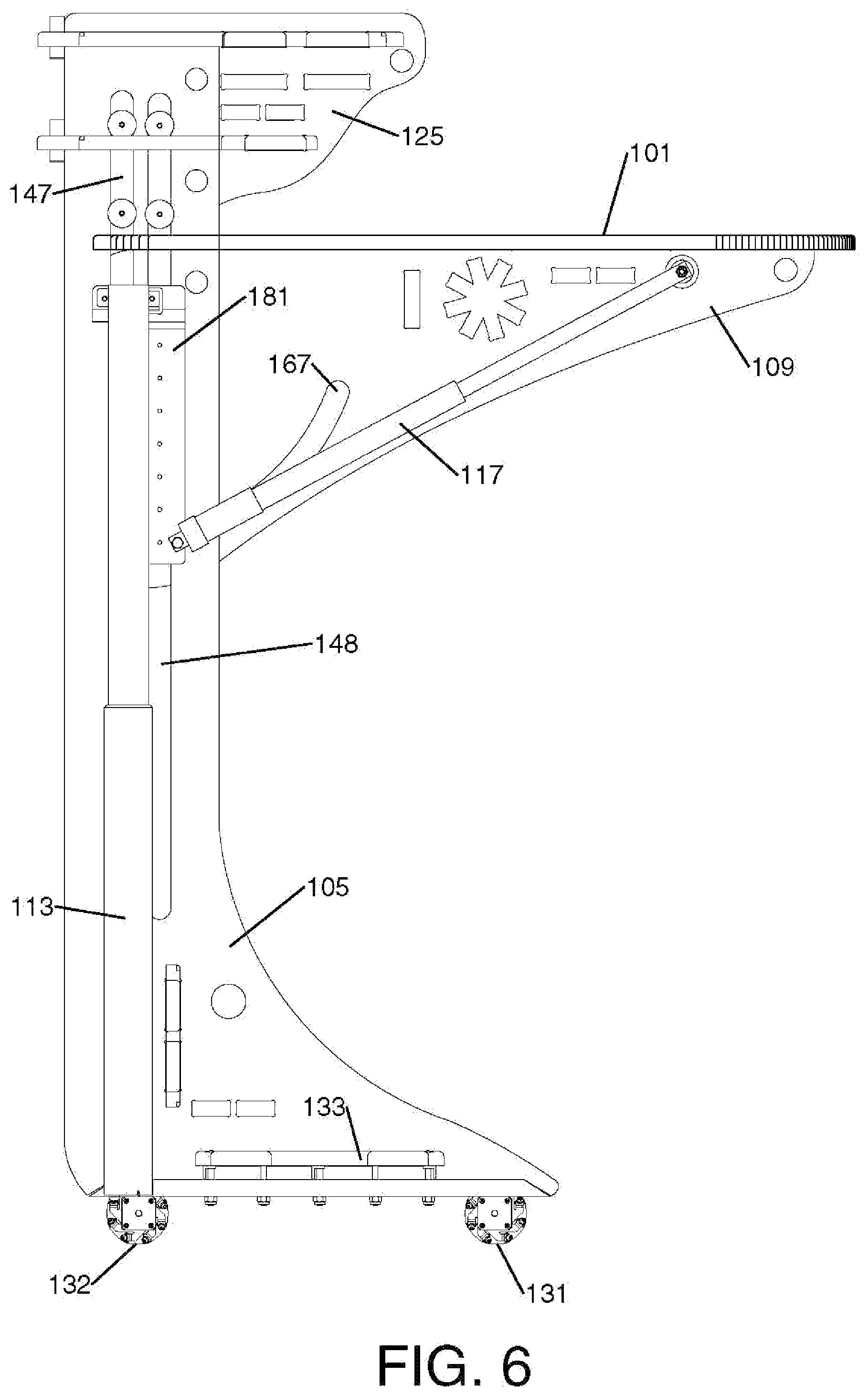 Patent US11779107 Figure 6 – Movable desk with adjustable lift and tilt