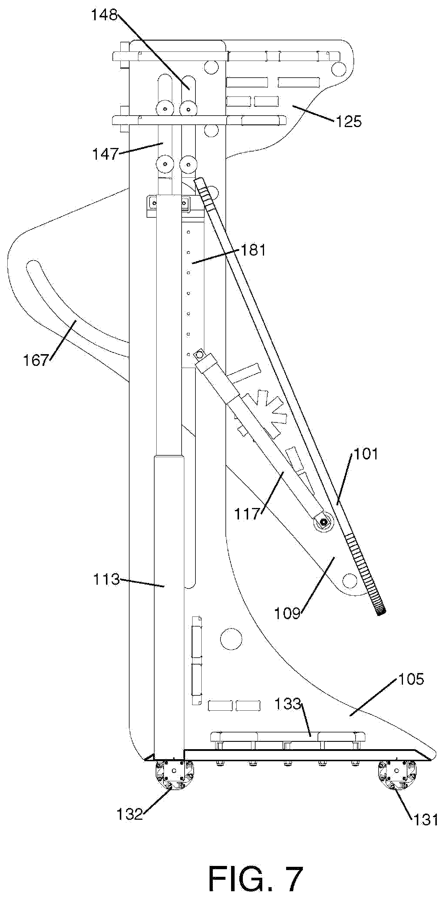 Patent US11779107 Figure 7 – Movable desk with adjustable lift and tilt